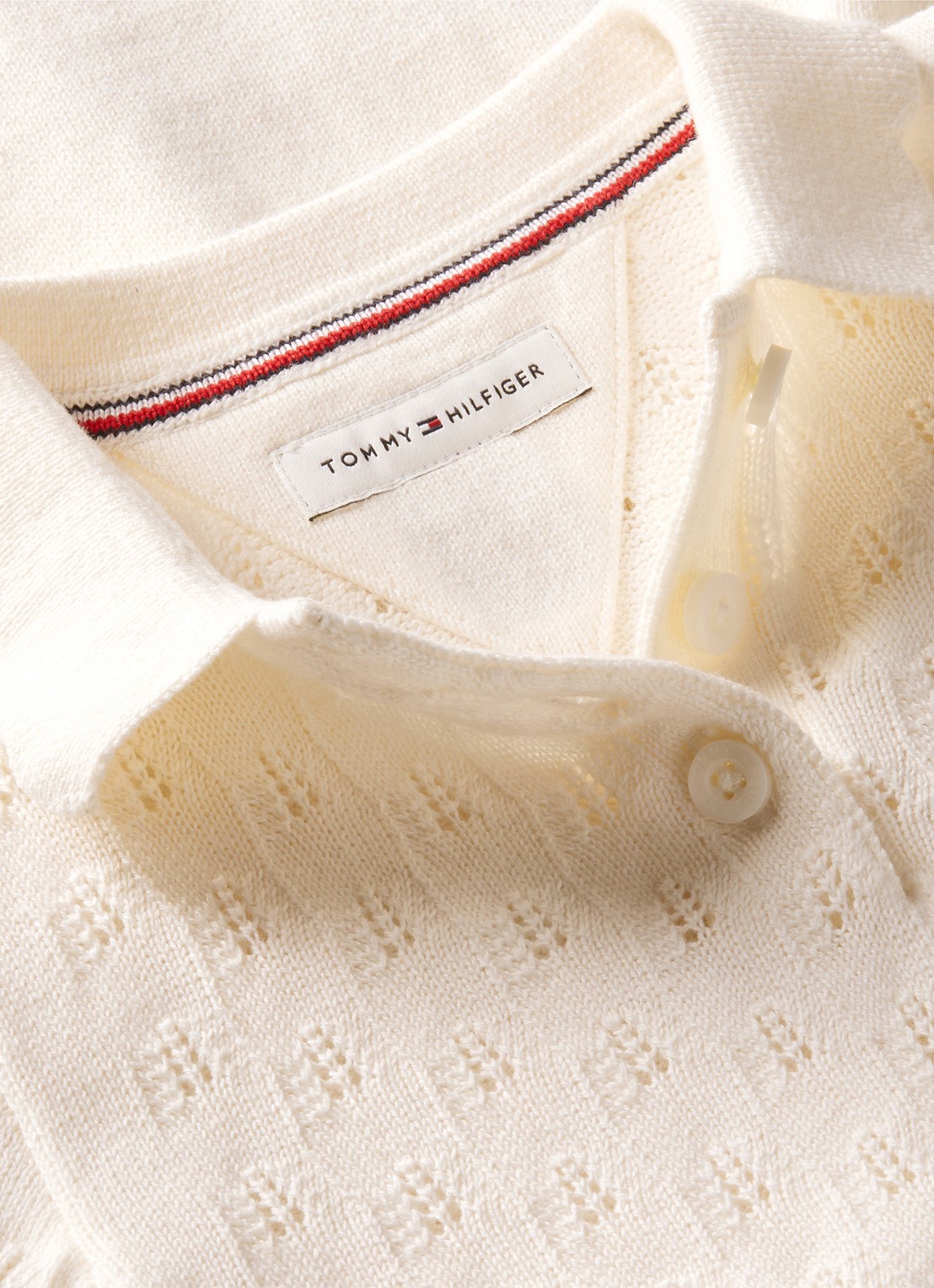 Tommy Hilfiger Jurk met logoborduring - detail 2 ivoor