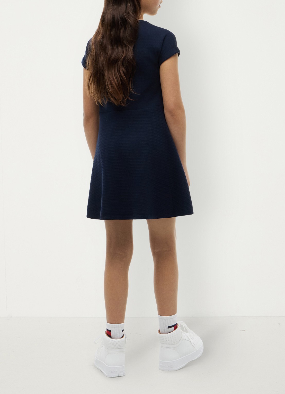 Tommy Hilfiger Jurk met logoborduring - achterkant 3 donkerblauw