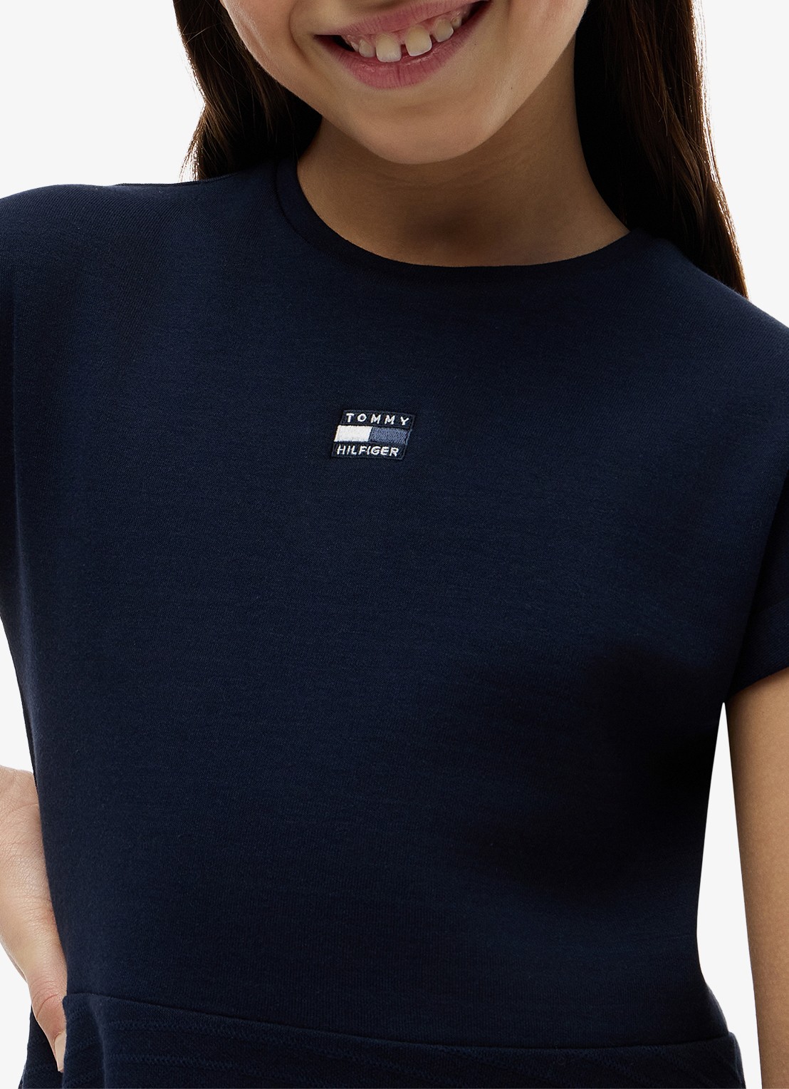 Tommy Hilfiger Jurk met logoborduring - detail donkerblauw