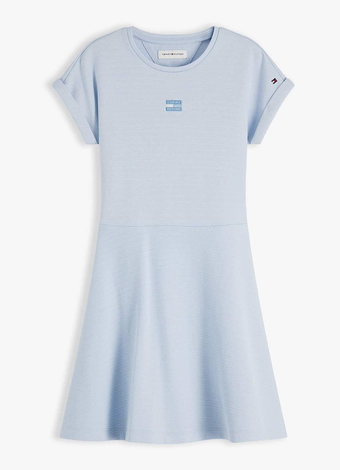 Tommy Hilfiger Jurk met logoborduring - voorkant 2 lichtblauw
