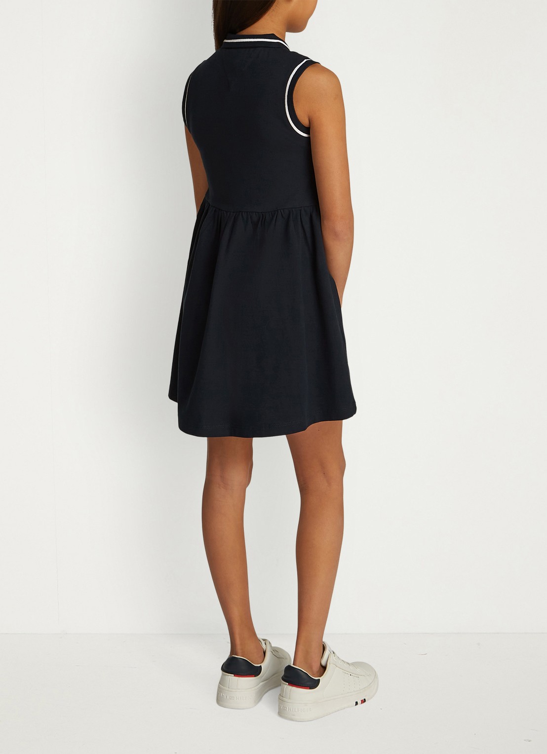 Tommy Hilfiger Jurk met polokraag - achterkant 4 donkerblauw