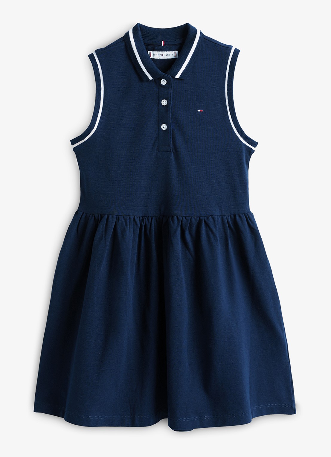 Tommy Hilfiger Jurk met polokraag - voorkant 5 donkerblauw