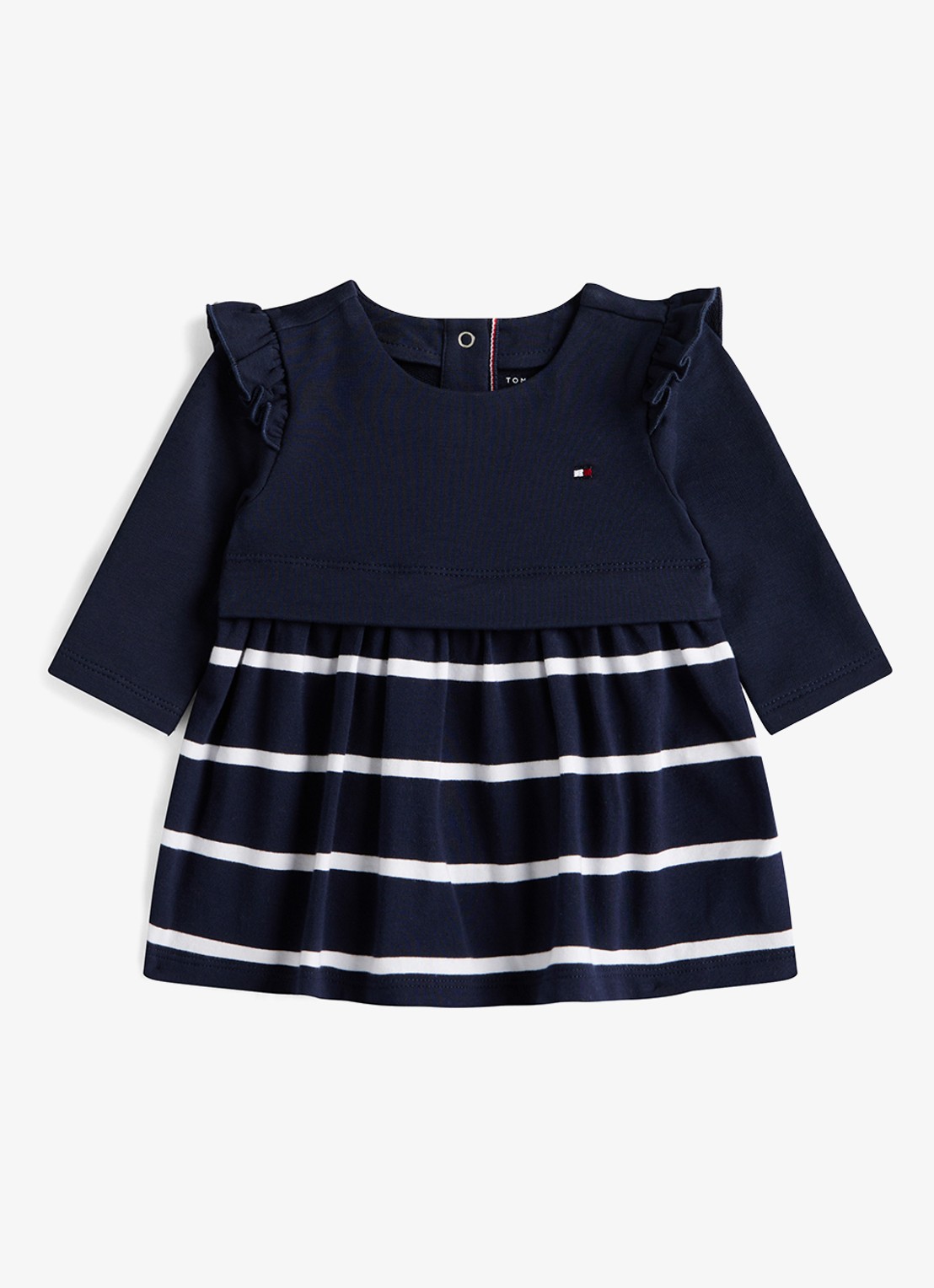 Tommy Hilfiger Jurk met streepprint - voorkant donkerblauw