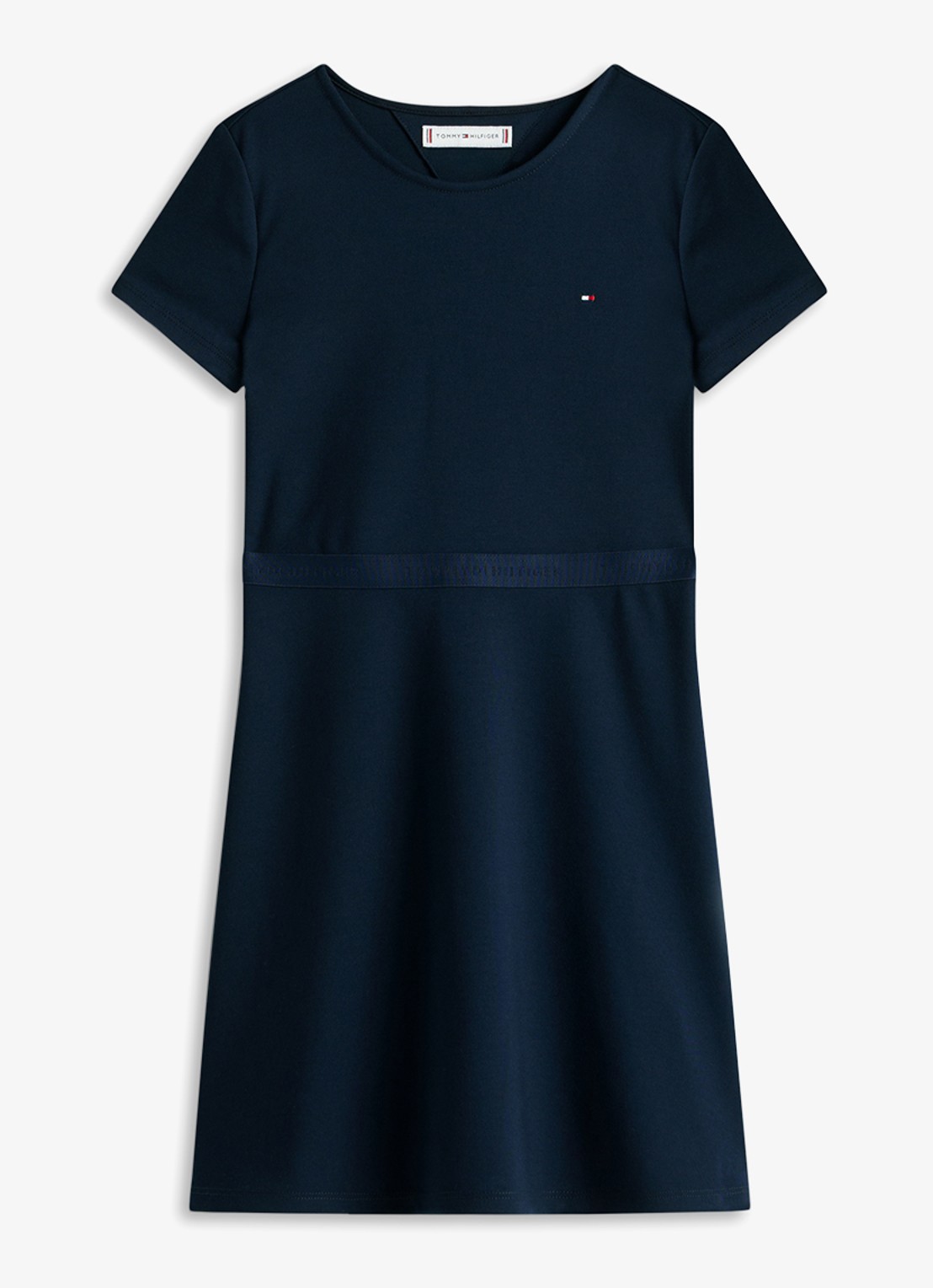 Tommy Hilfiger Jurk met streepprint  - voorkant donkerblauw