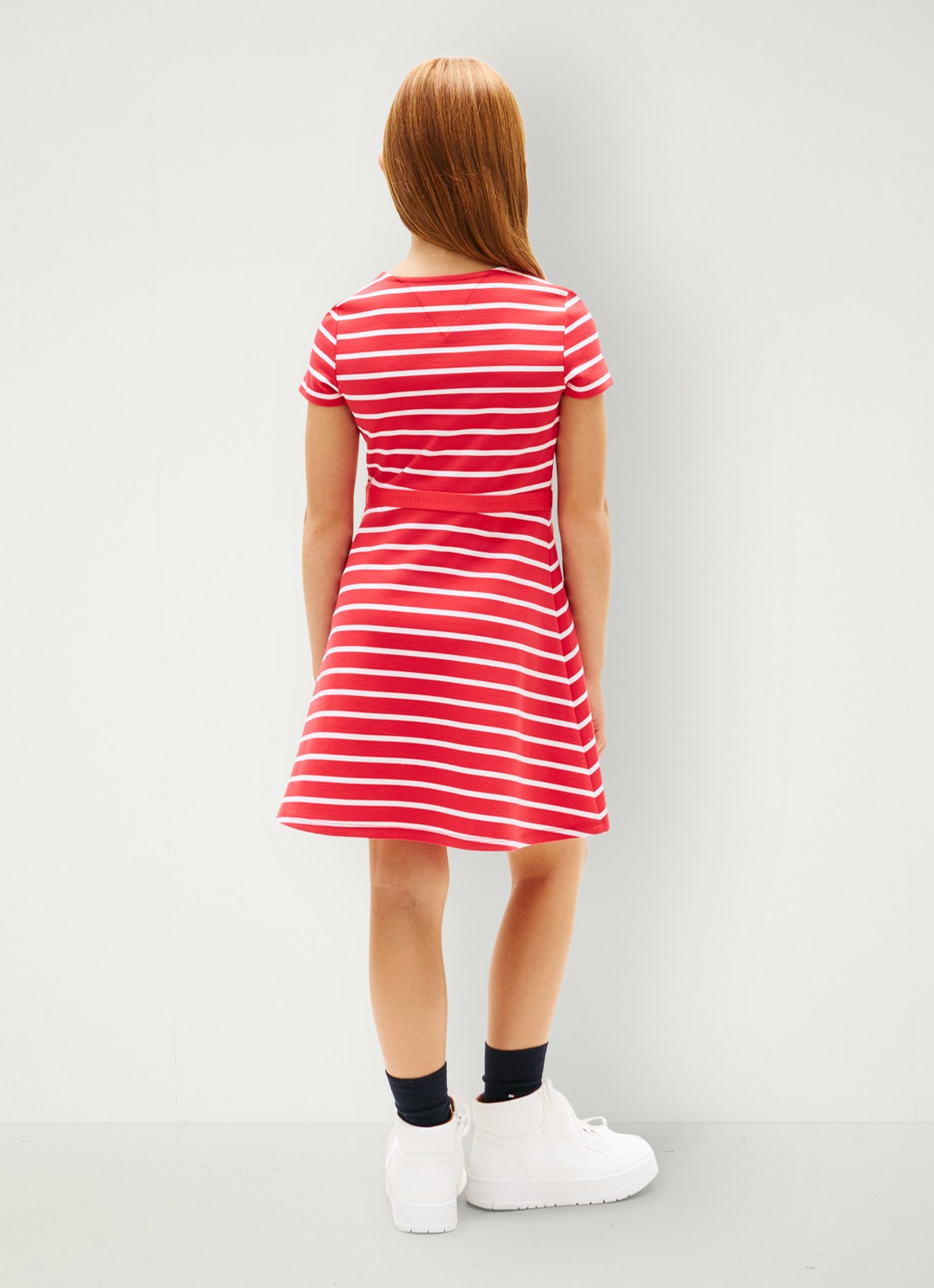 Tommy Hilfiger Jurk met streepprint  - achterkant rood