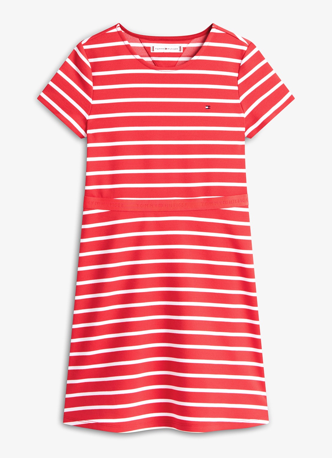 Tommy Hilfiger Jurk met streepprint  - voorkant 2 rood