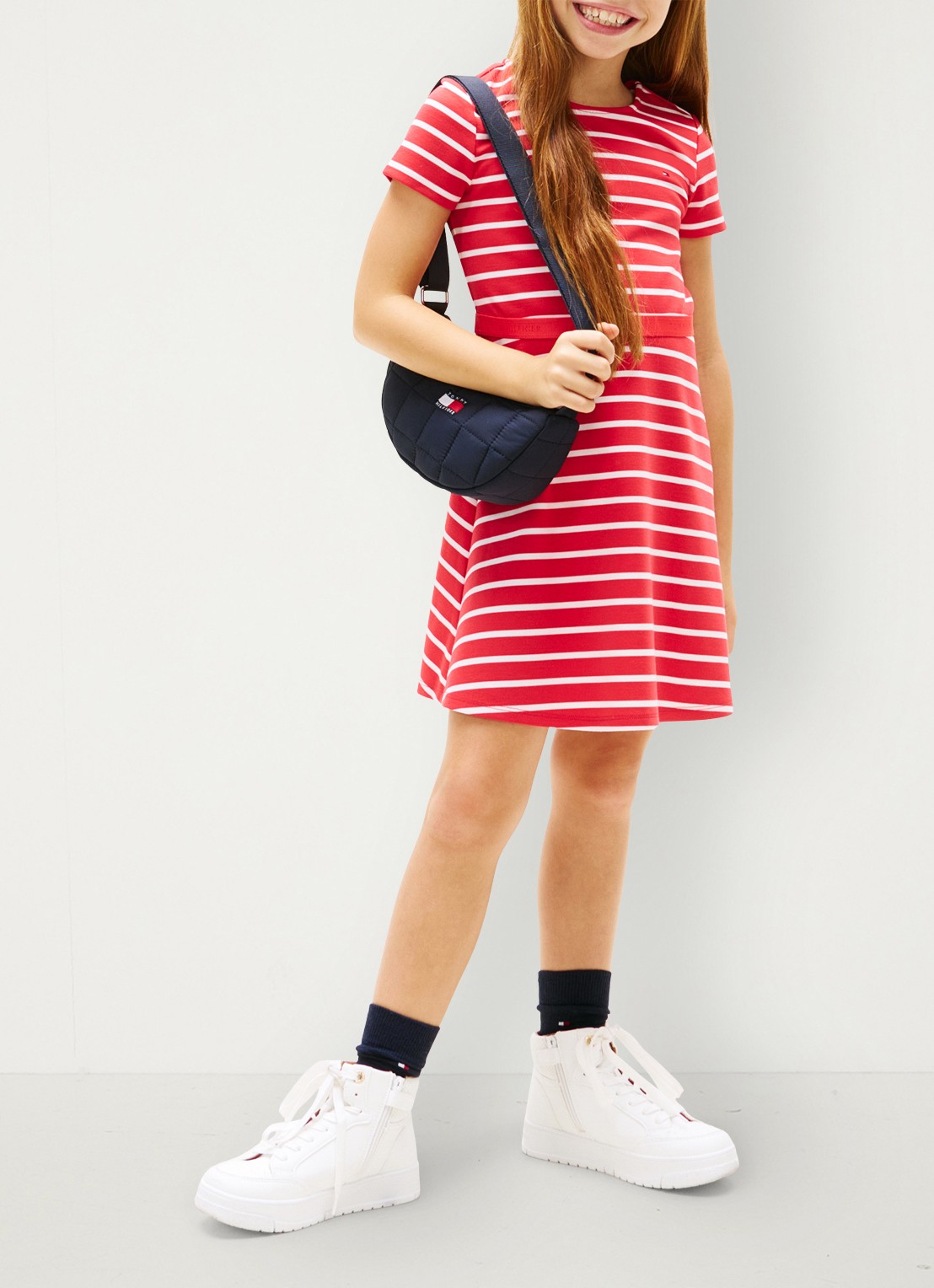 Tommy Hilfiger Jurk met streepprint  - voorkant 3 rood