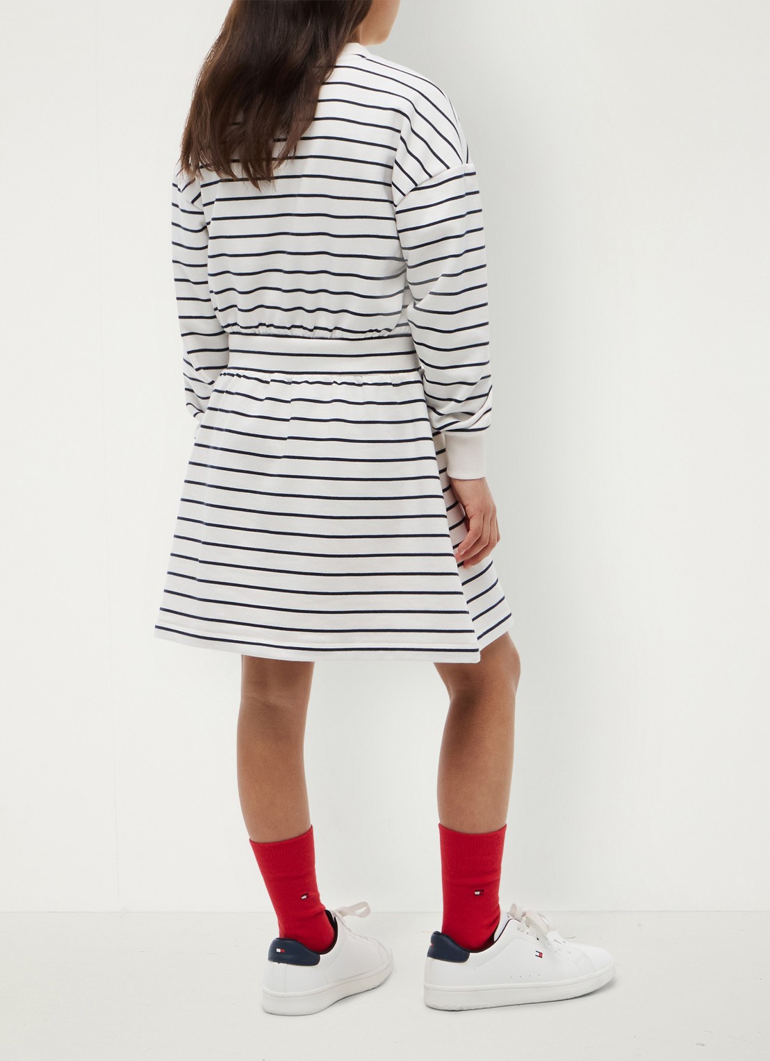 Tommy Hilfiger Jurk met streepprint - achterkant dark night navy stripes-c1g / wit