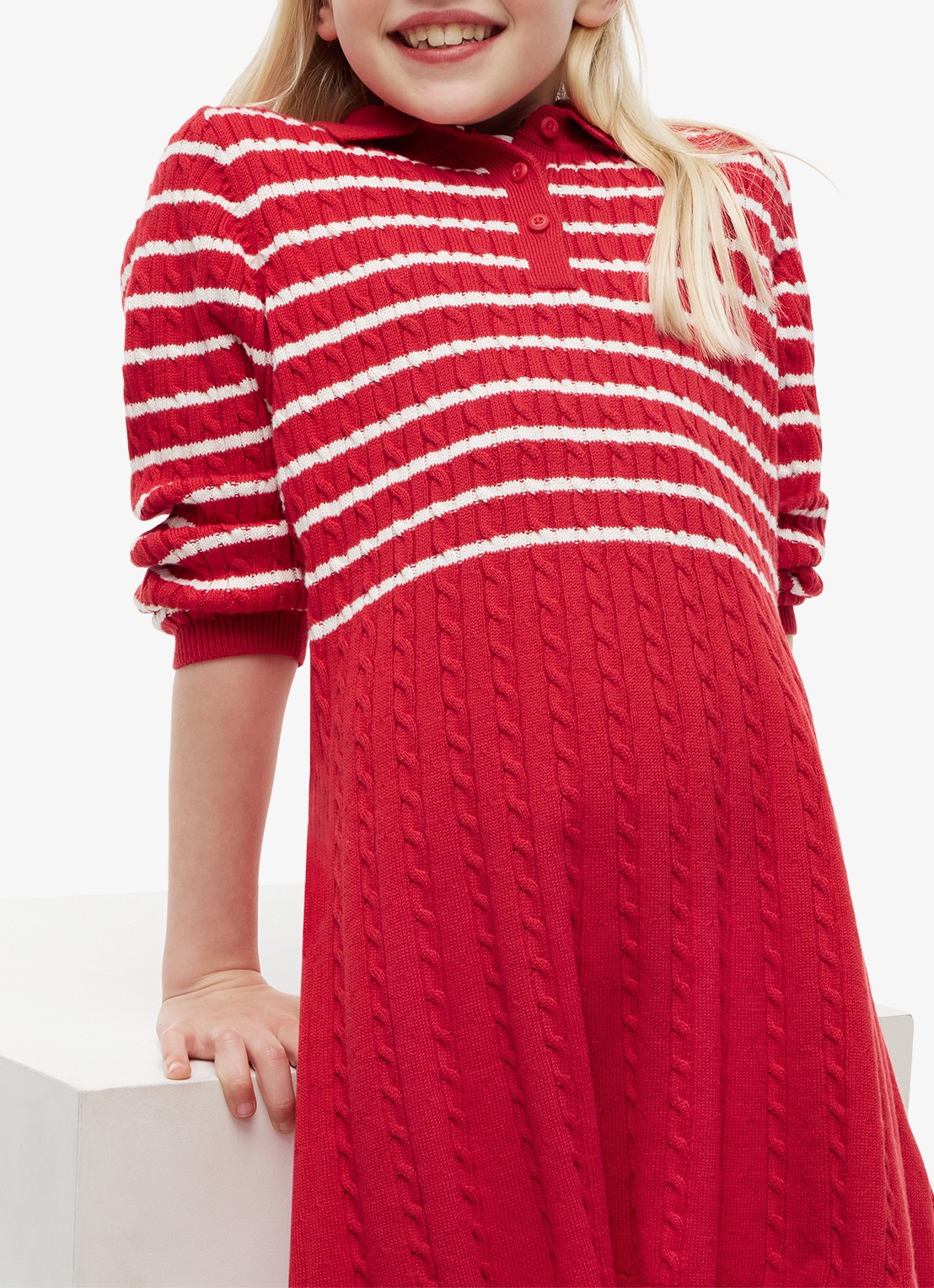 Tommy Hilfiger Jurk met streepprint - detail rood