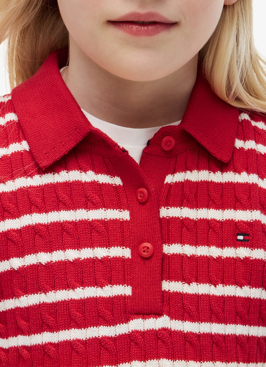 Tommy Hilfiger Jurk met streepprint - detail 2 rood