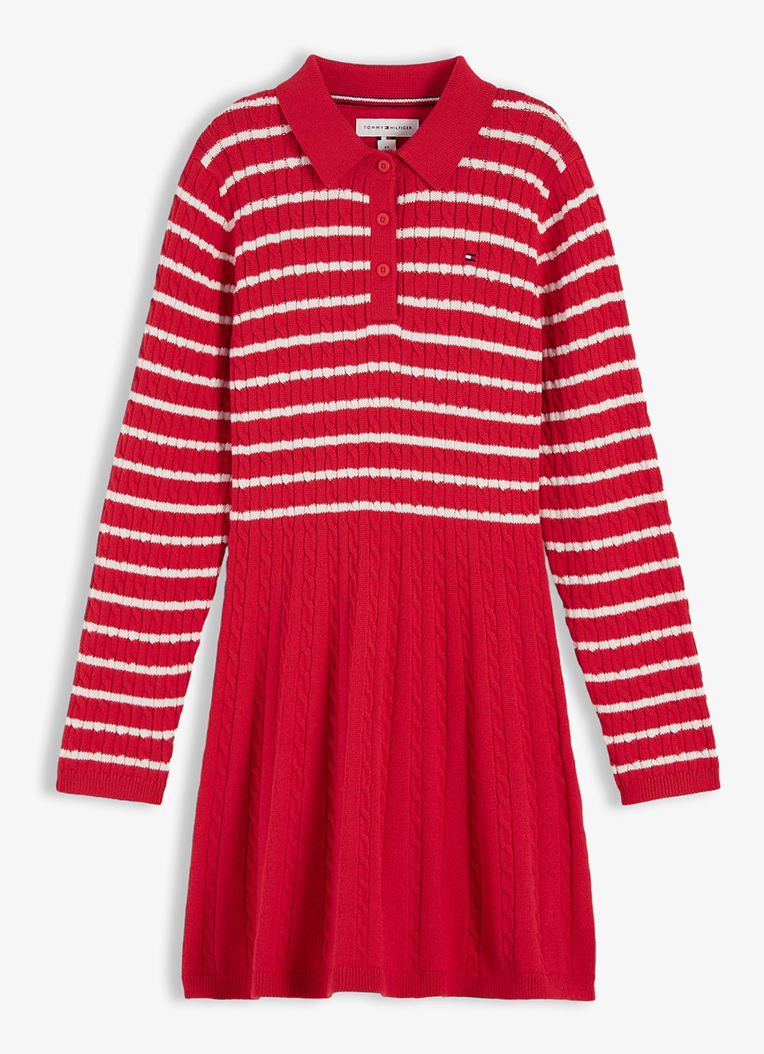 Tommy Hilfiger Jurk met streepprint - voorkant 4 rood
