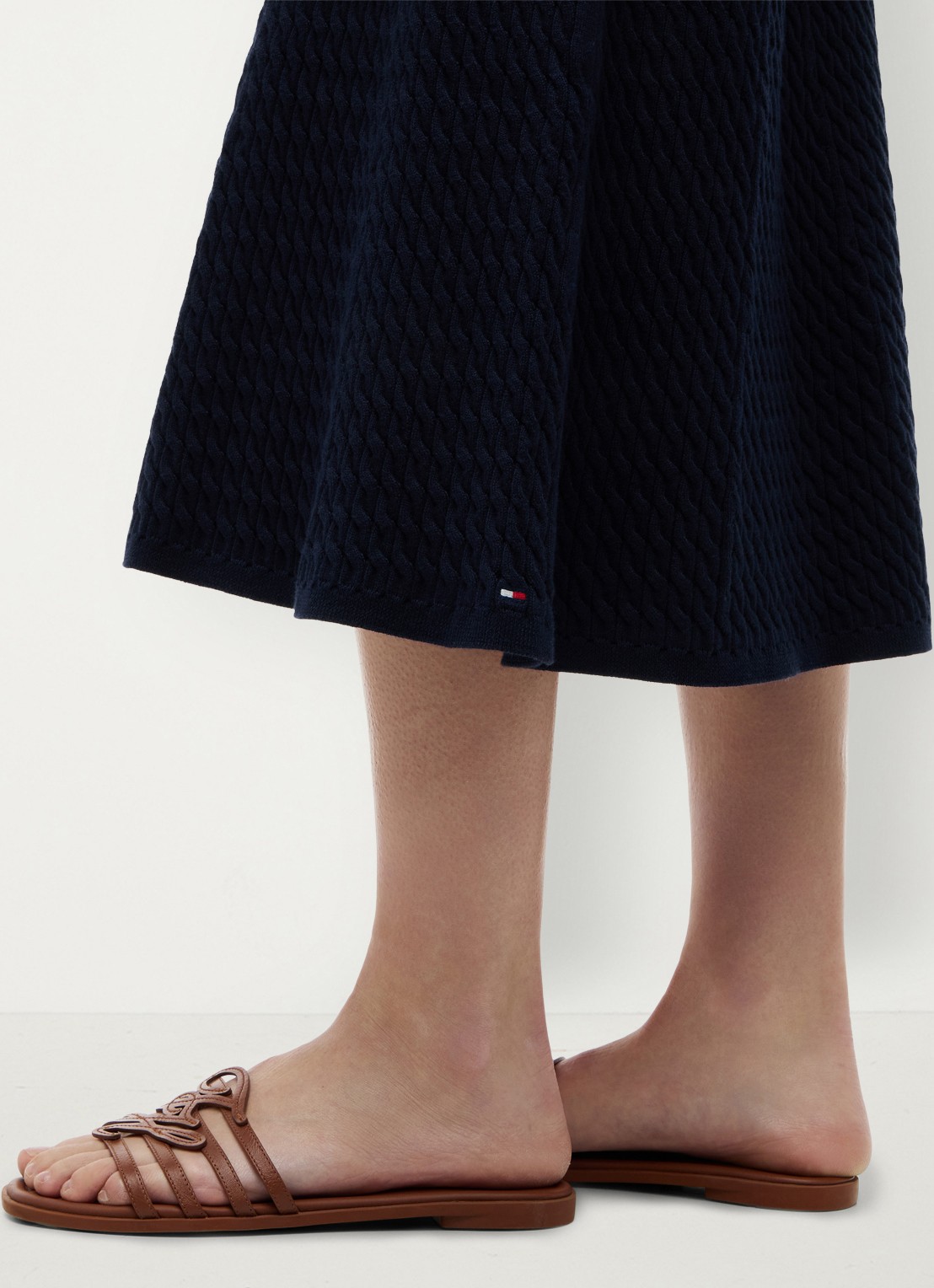 Tommy Hilfiger Kabelgebreide midi rok met logoborduring - detail 4 donkerblauw
