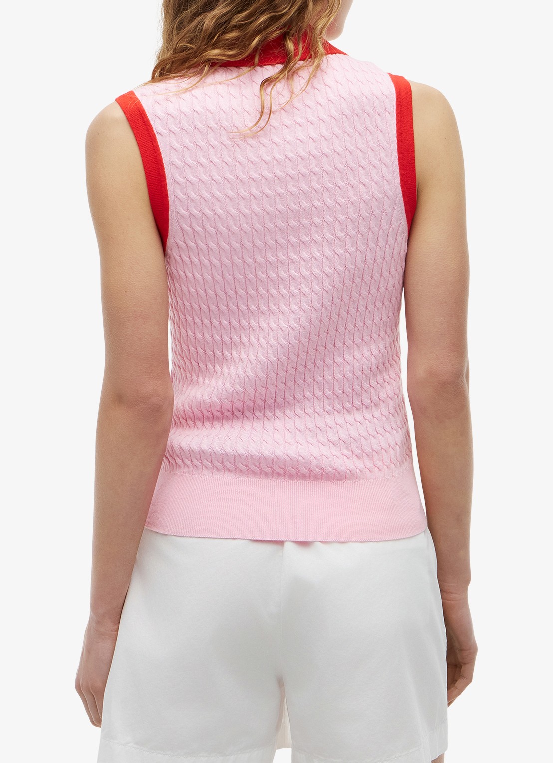 Tommy Hilfiger Kabelgebreide spencer met logo - achterkant 3 roze