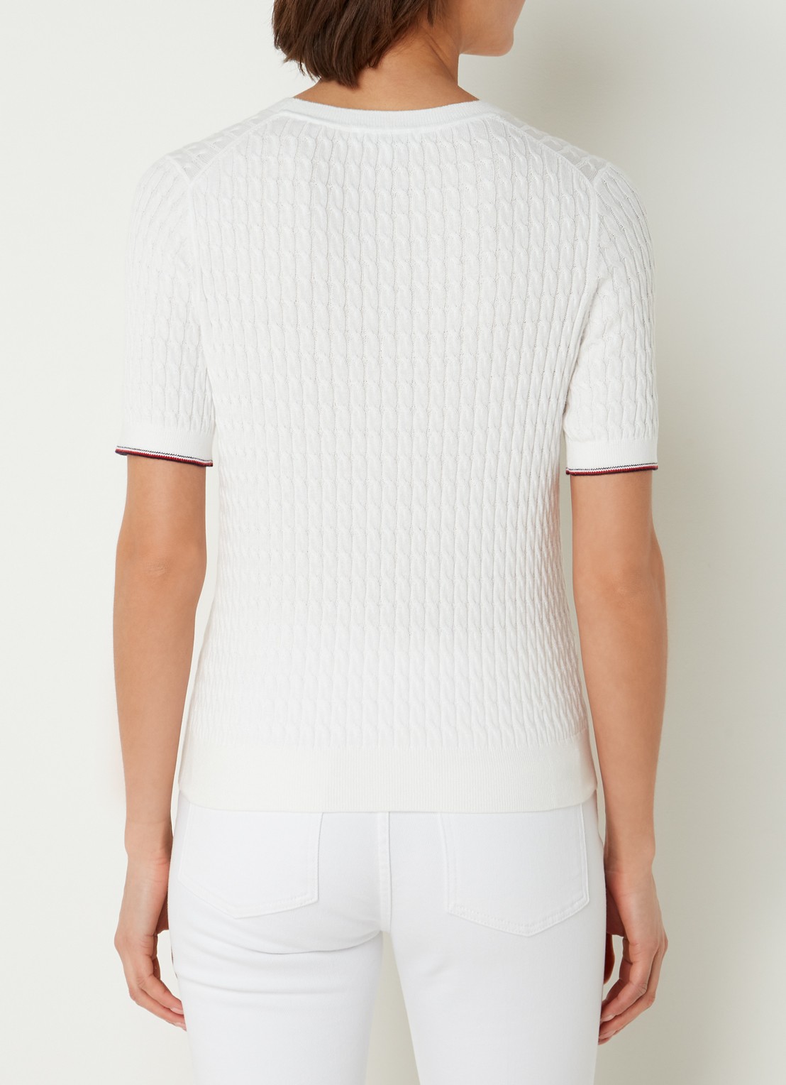Tommy Hilfiger Kabelgebreide top met logoborduring - achterkant 4 wit