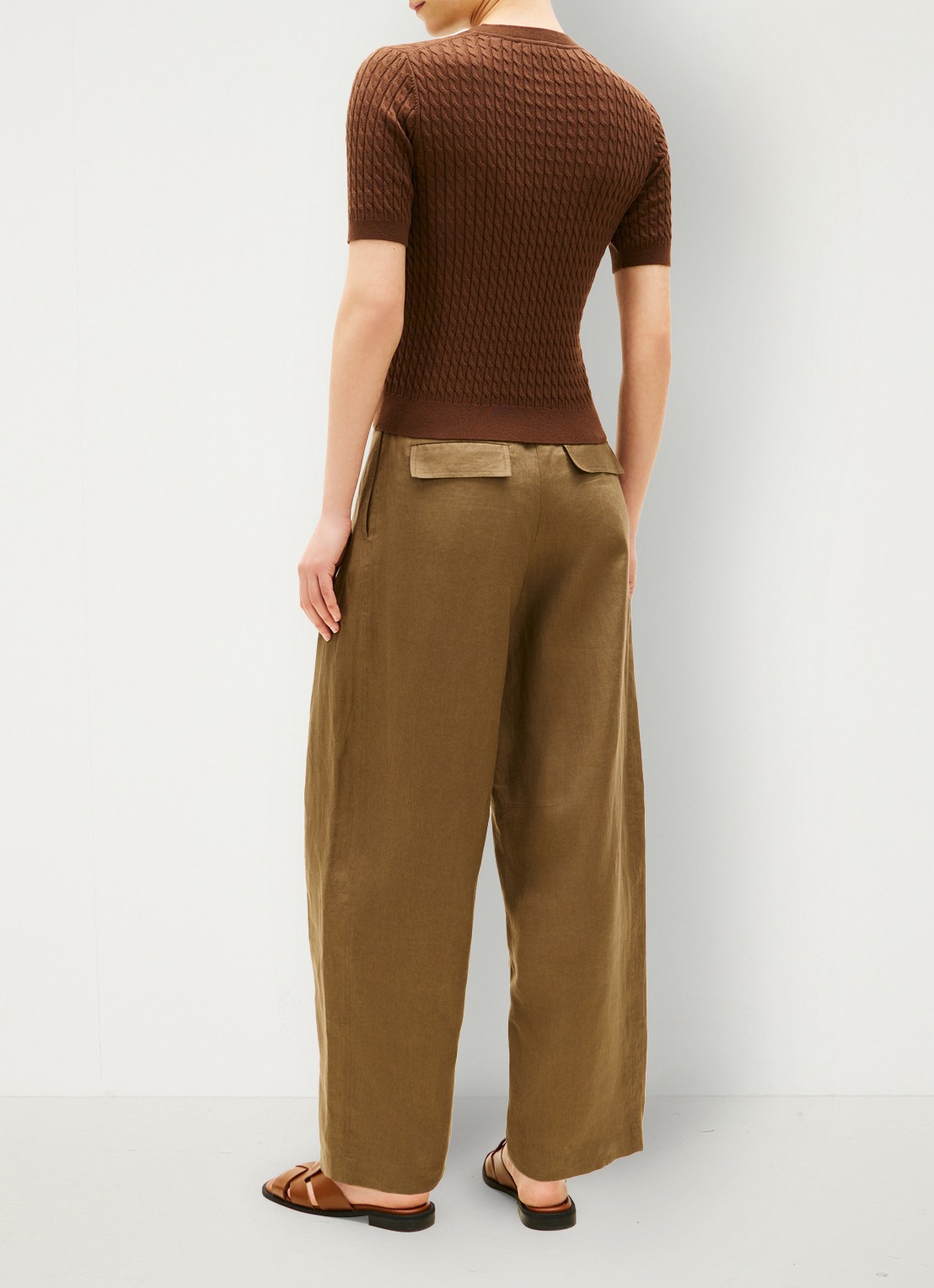 Tommy Hilfiger Kabelgebreide top met logoborduring - achterkant bruin
