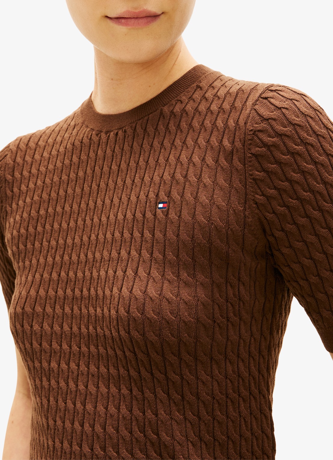 Tommy Hilfiger Kabelgebreide top met logoborduring - detail 3 bruin