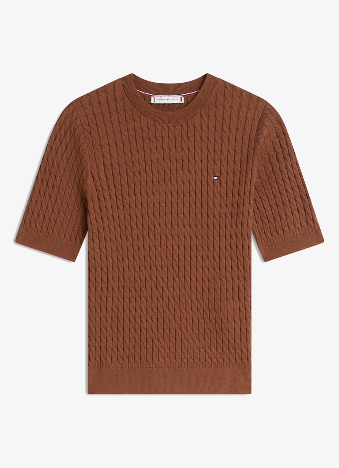 Tommy Hilfiger Kabelgebreide top met logoborduring - voorkant 4 bruin