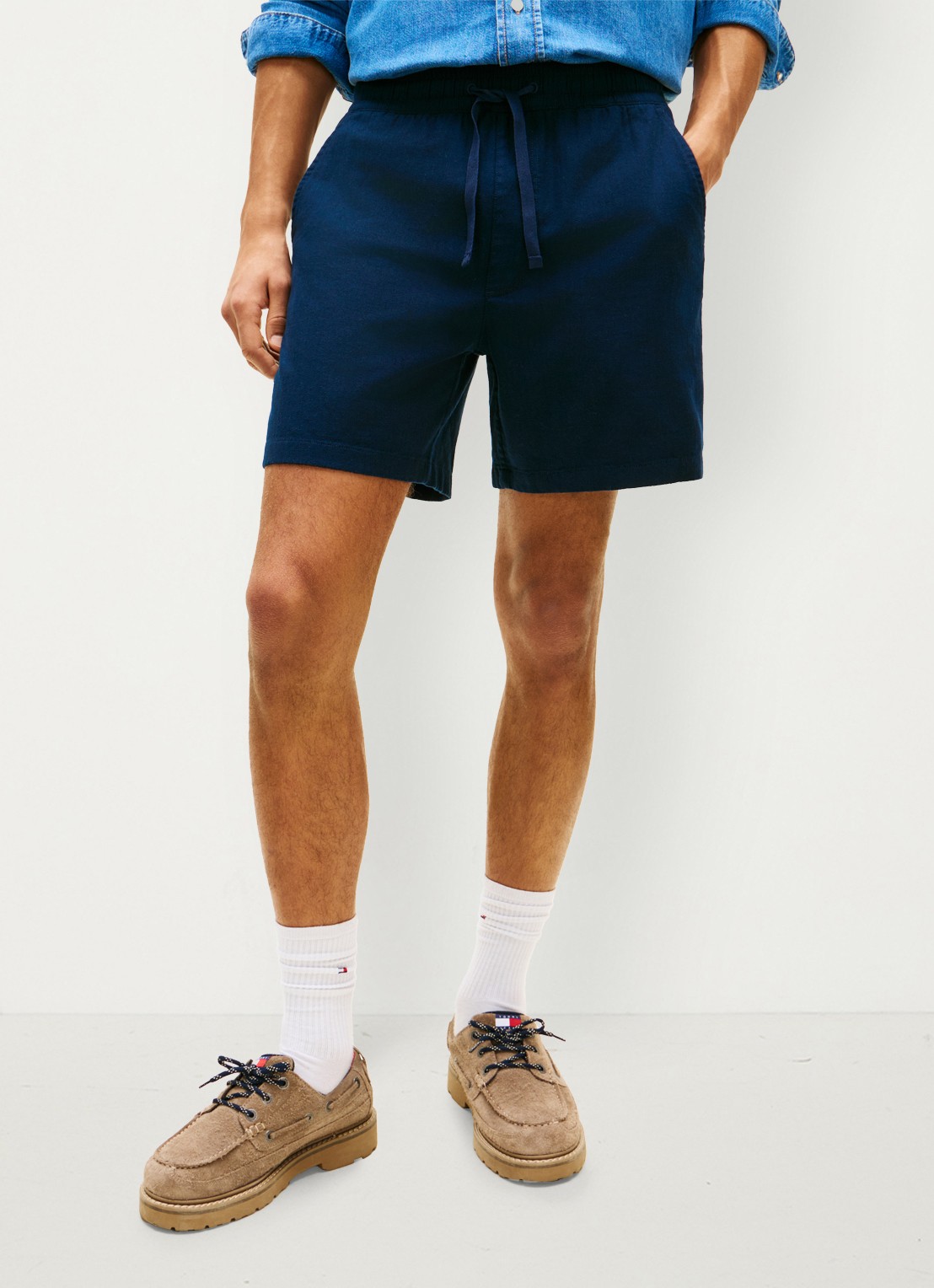 Tommy Hilfiger Korte broek in katoenblend - detail dark night navy-c1g