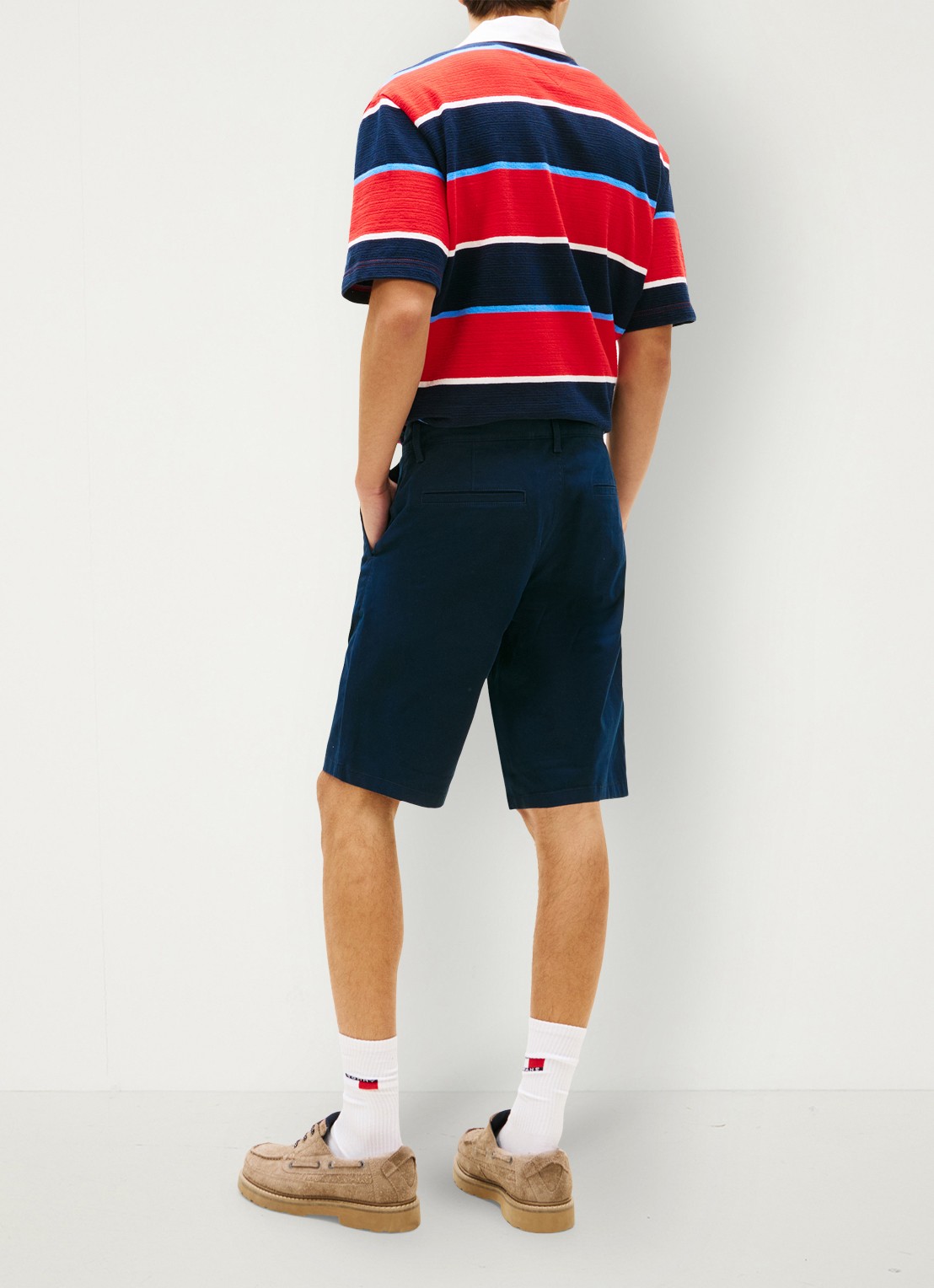 Tommy Hilfiger Korte broek in katoenblend - achterkant 5 donkerblauw