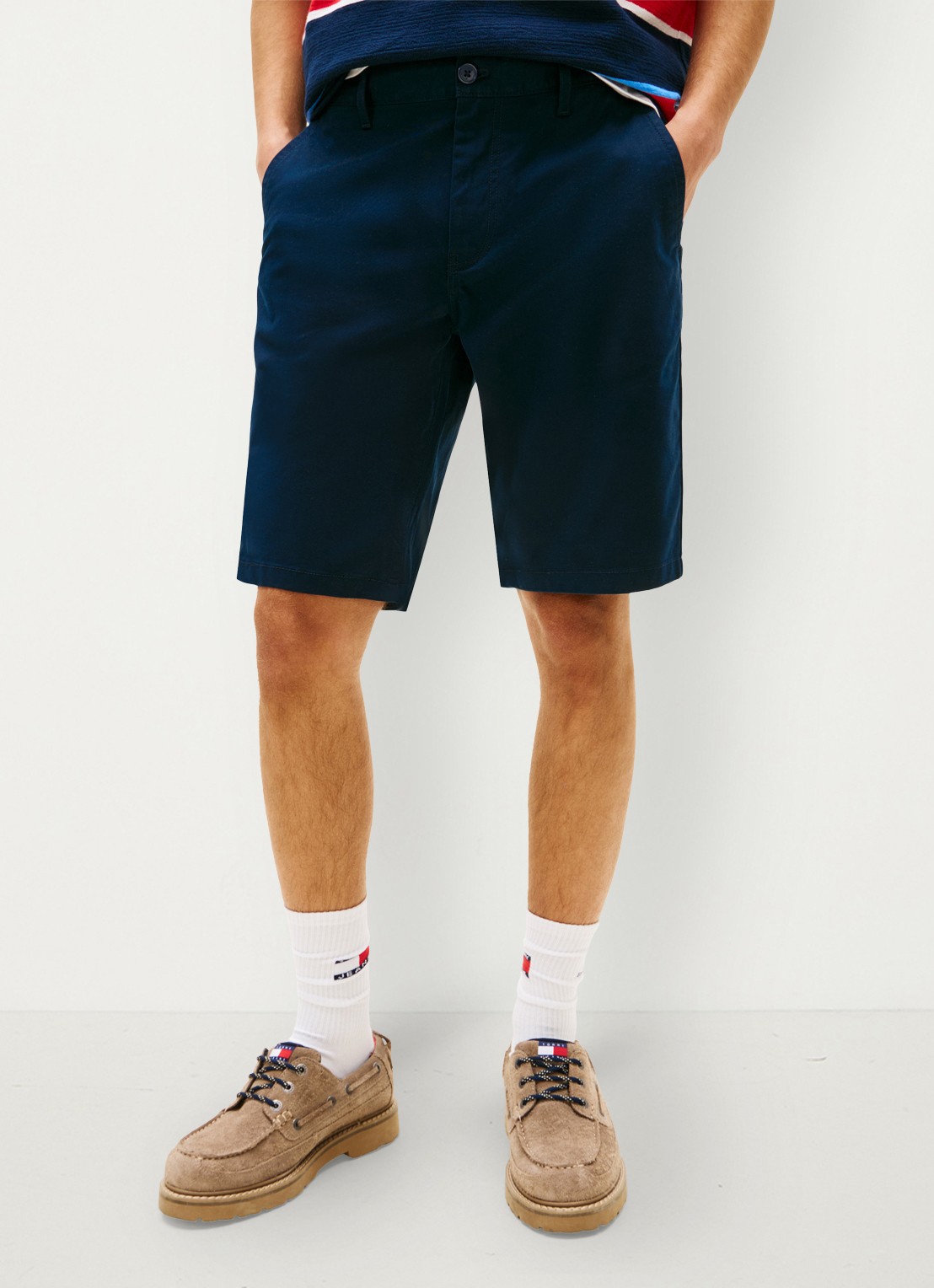 Tommy Hilfiger Korte broek in katoenblend - detail 3 donkerblauw