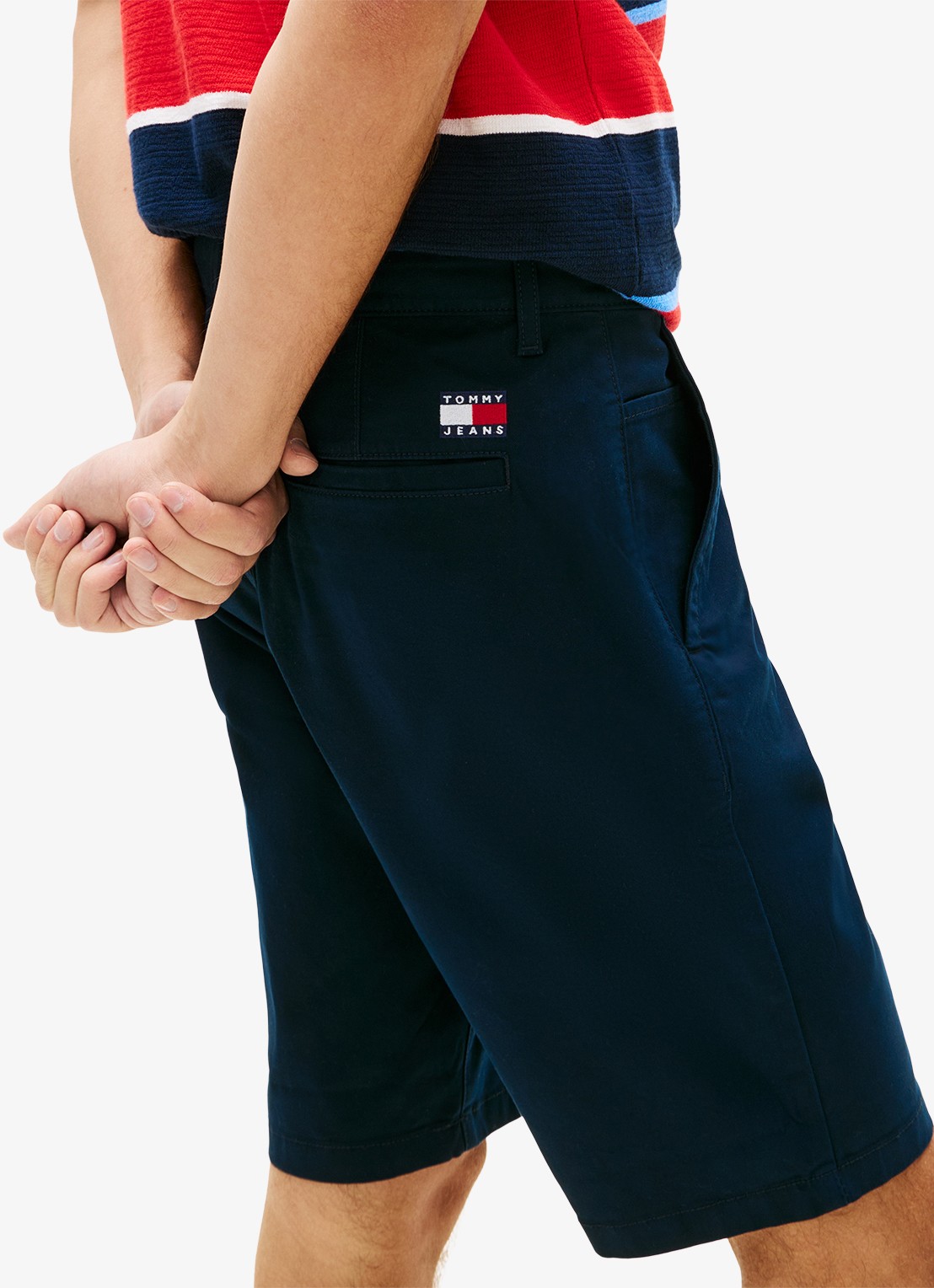 Tommy Hilfiger Korte broek in katoenblend - detail 4 donkerblauw