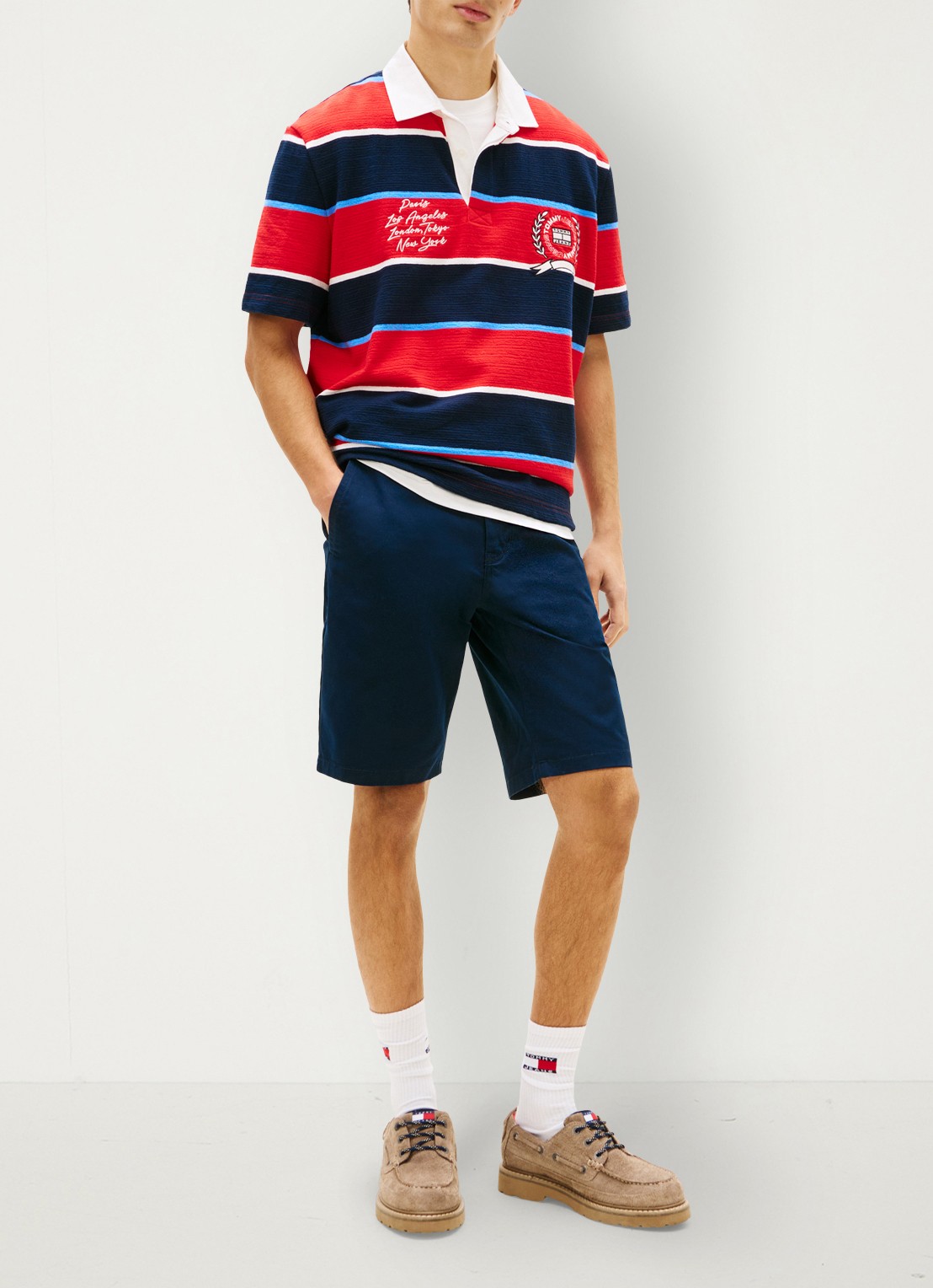 Tommy Hilfiger Korte broek in katoenblend - voorkant 2 donkerblauw