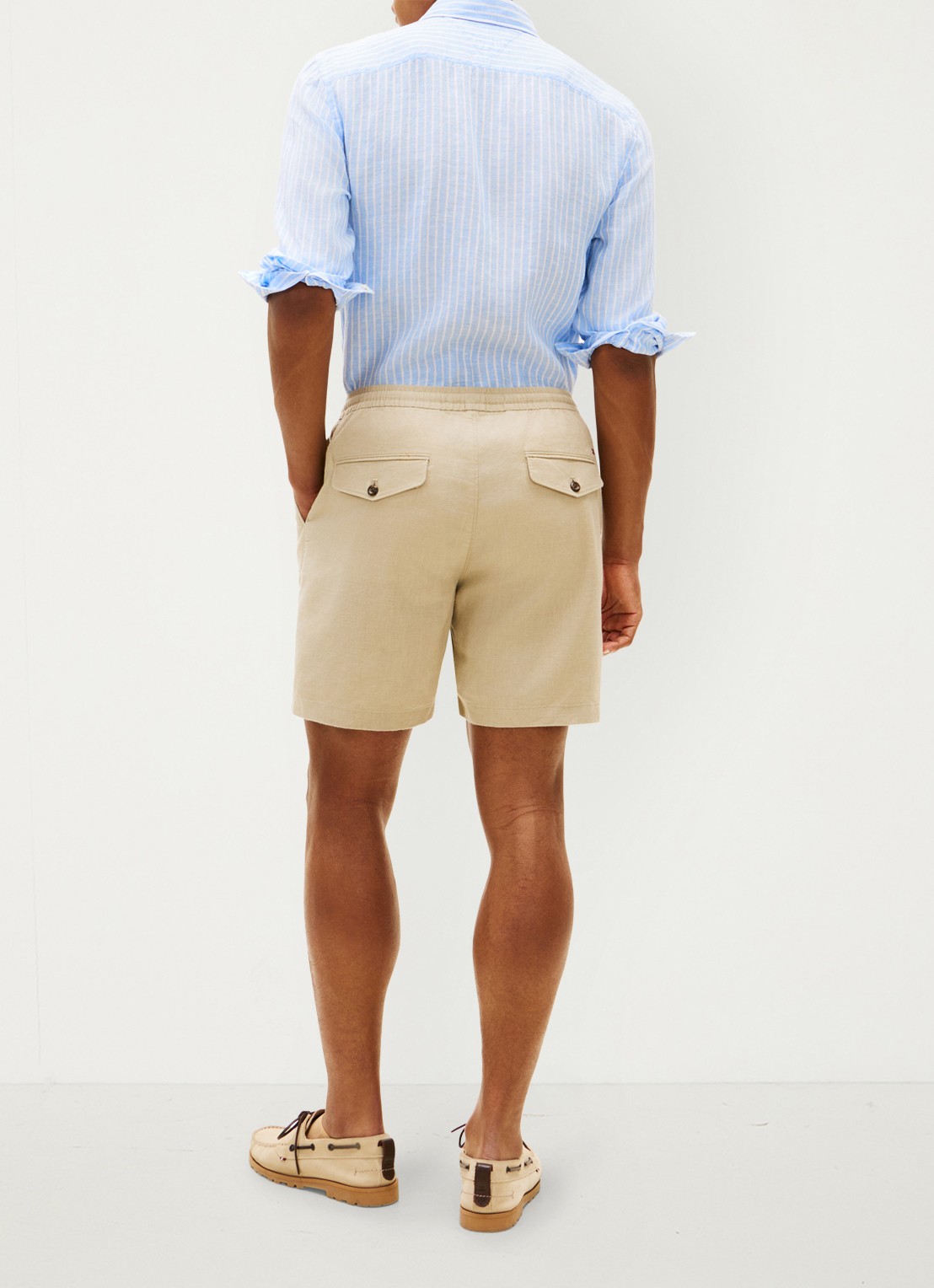 Tommy Hilfiger Korte broek in linnenblend - achterkant 3 khaki