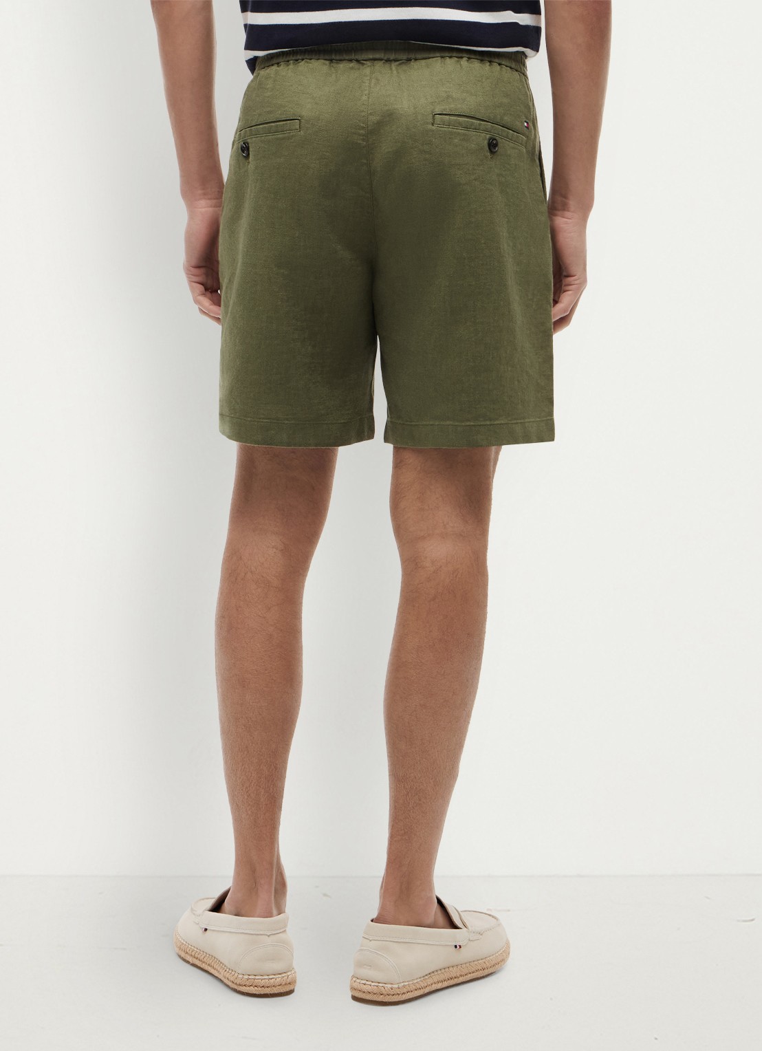 Tommy Hilfiger Korte broek in linnenblend - achterkant groen