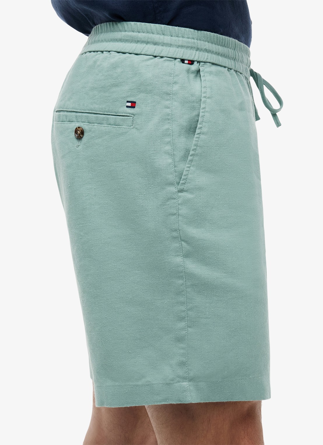Tommy Hilfiger Korte broek in linnenblend - detail 5 aquablauw