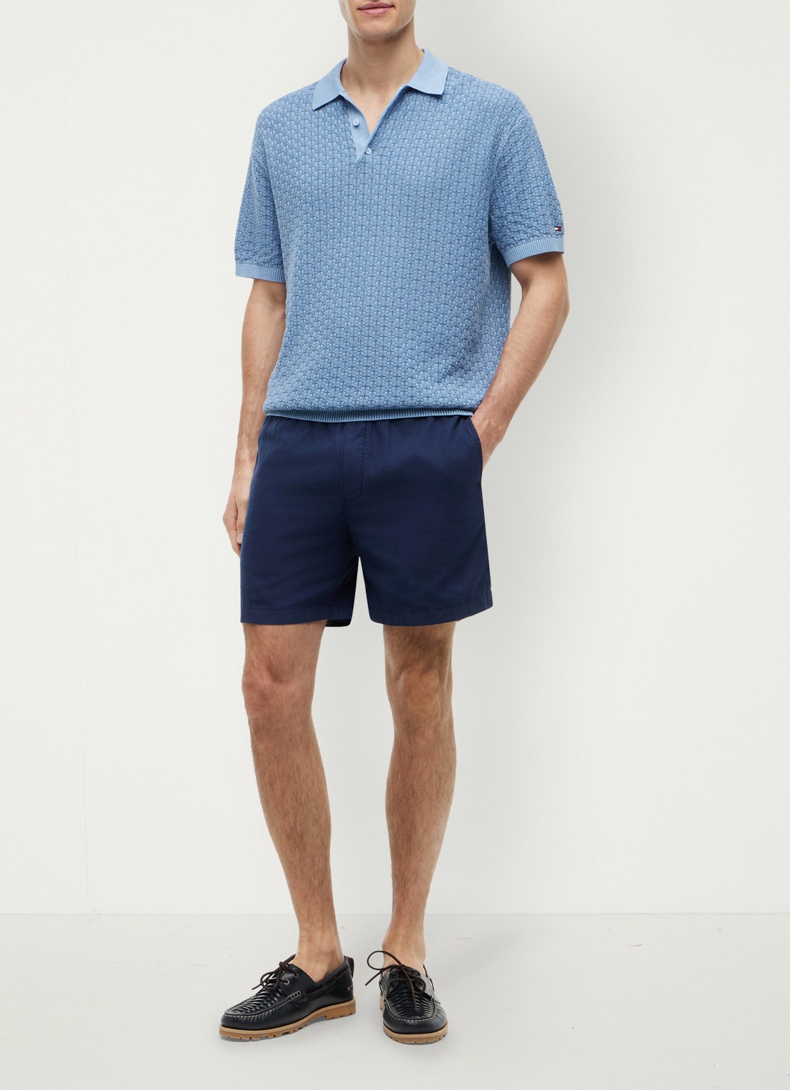 Tommy Hilfiger Korte broek met logo - voorkant 5 donkerblauw