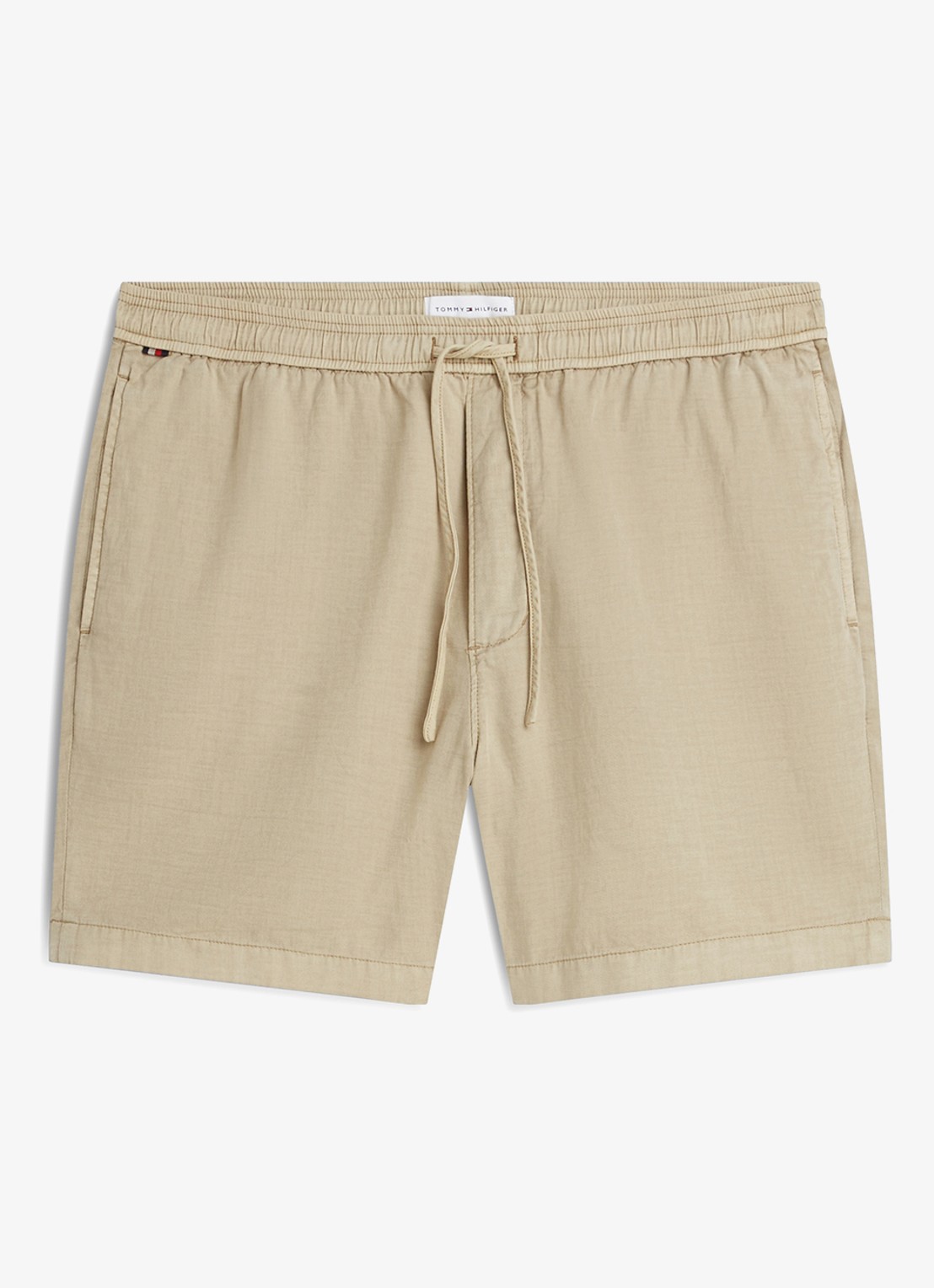 Tommy Hilfiger Korte broek met logo - voorkant beige
