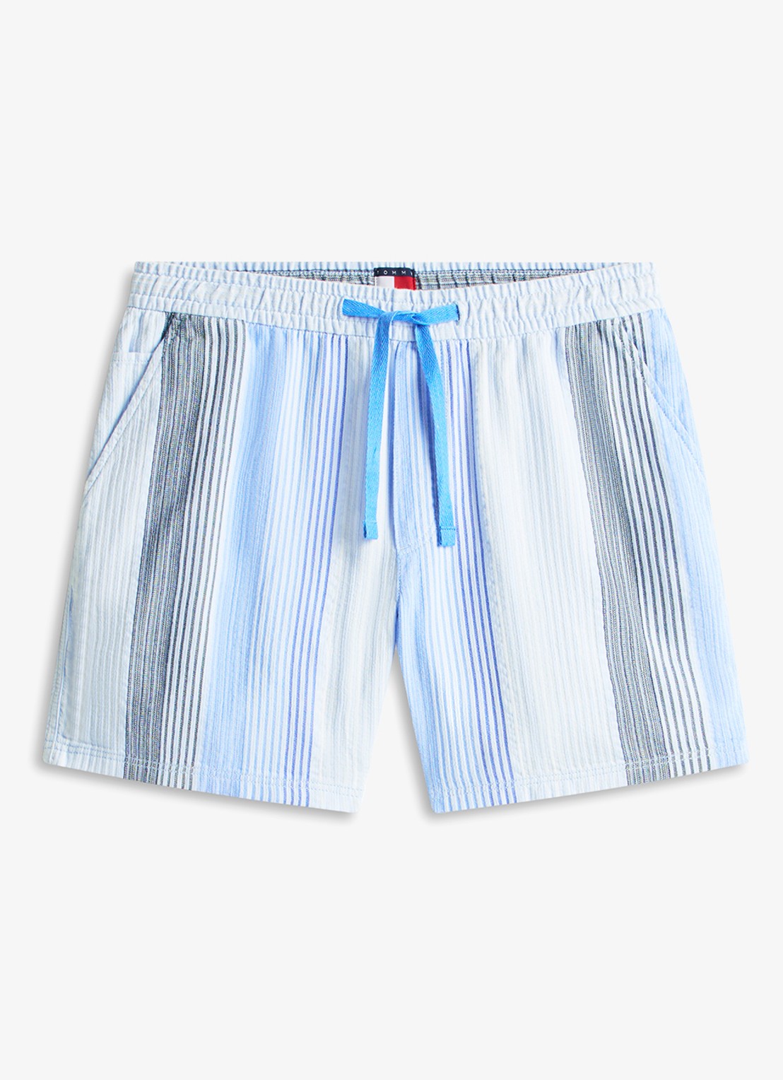 Tommy Hilfiger Korte broek met streepprint - voorkant lichtblauw