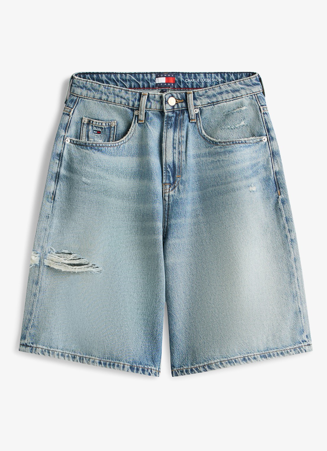 Tommy Hilfiger Korte broek van denim - voorkant 2 donkerblauw