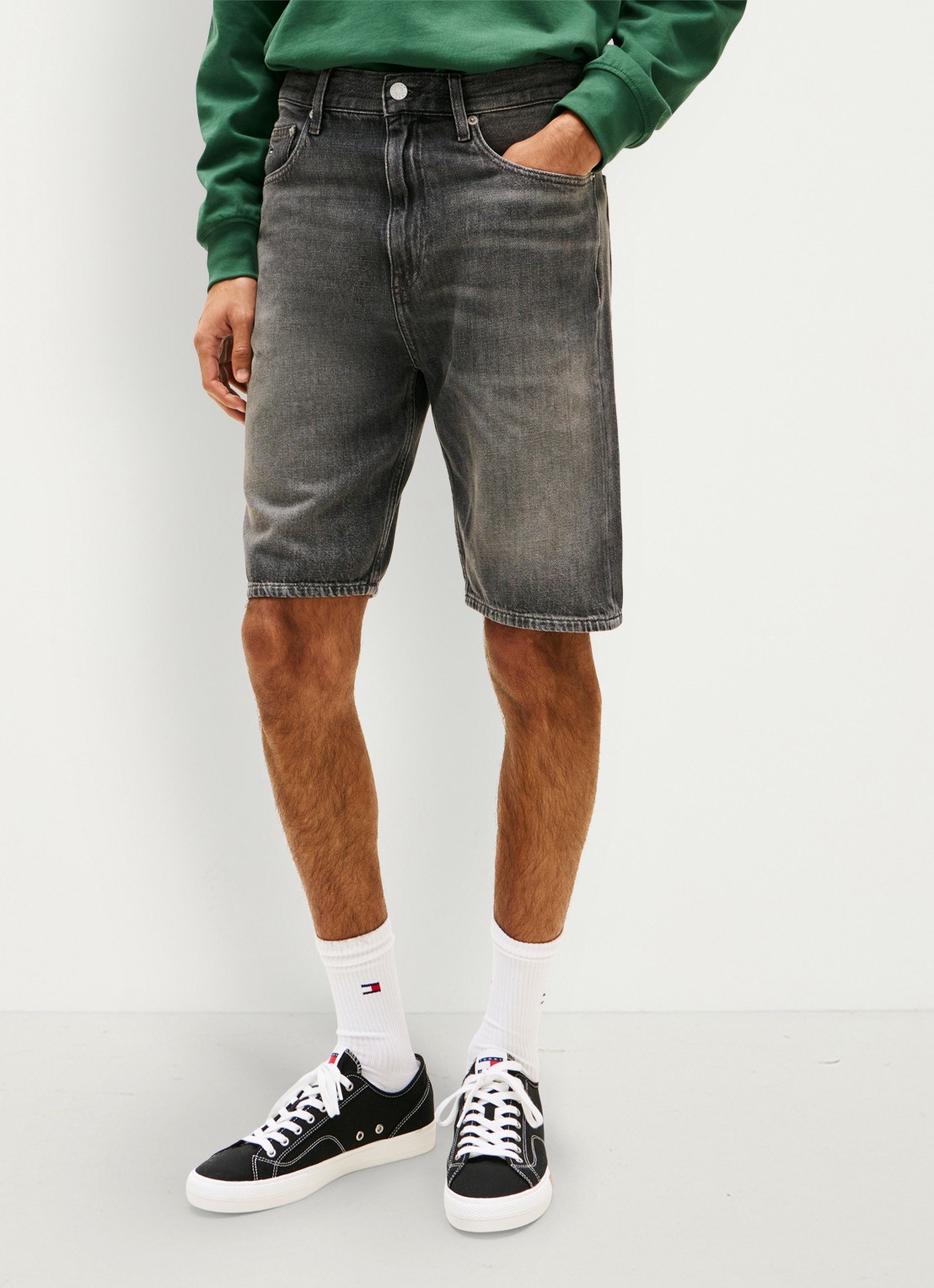 Tommy Hilfiger Korte broek van denim - detail 4 middengrijs