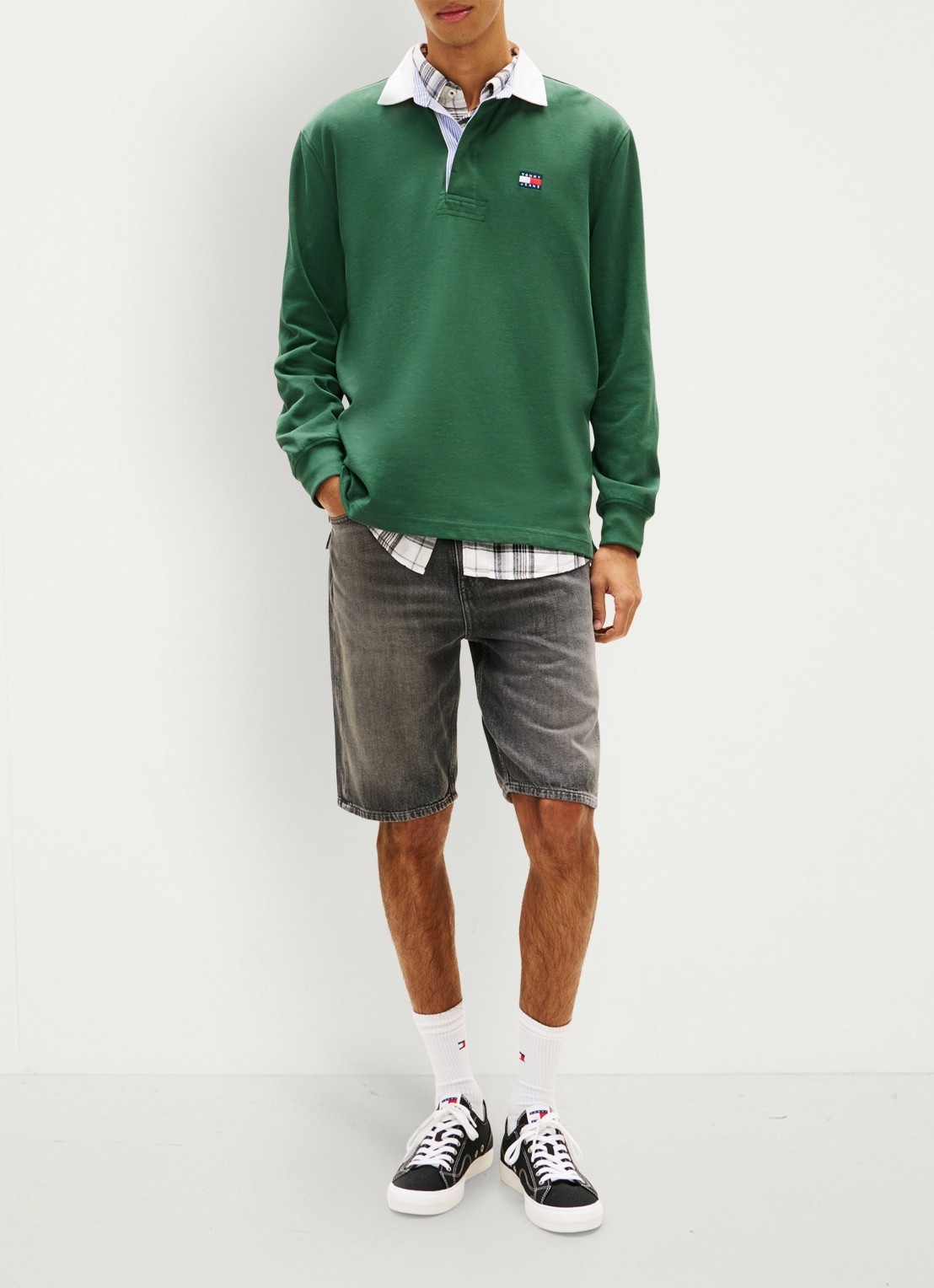 Tommy Hilfiger Korte broek van denim - voorkant 3 middengrijs