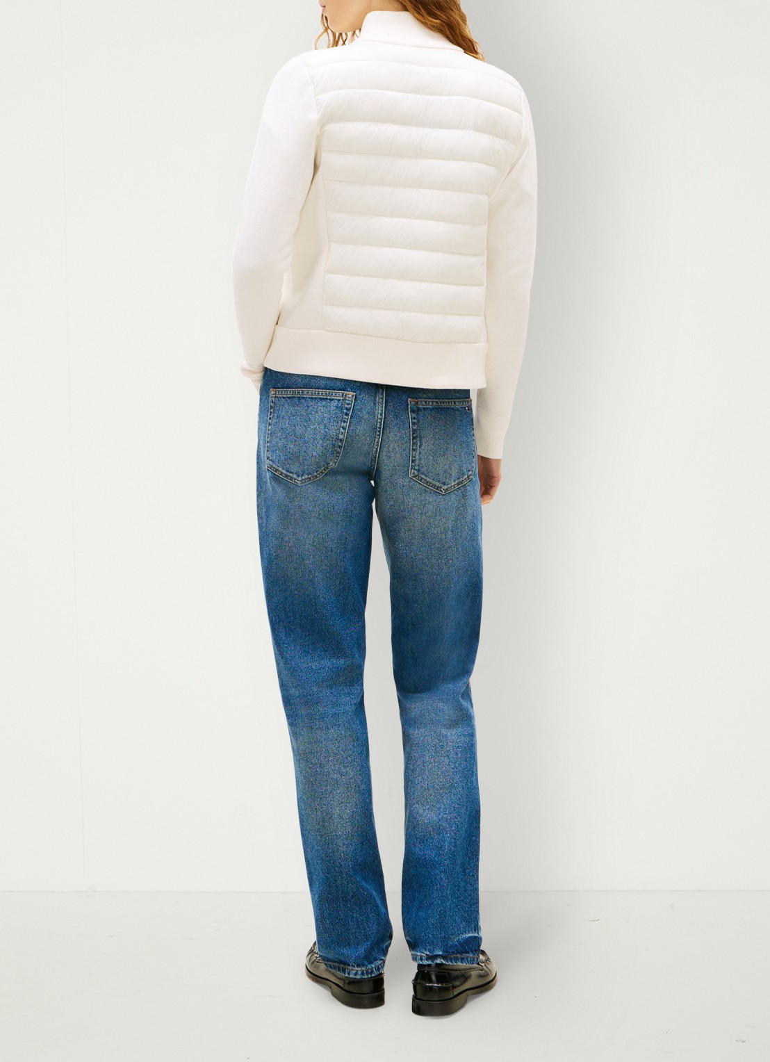 Tommy Hilfiger Lightweight gewatteerde jack met logo - achterkant ivoor