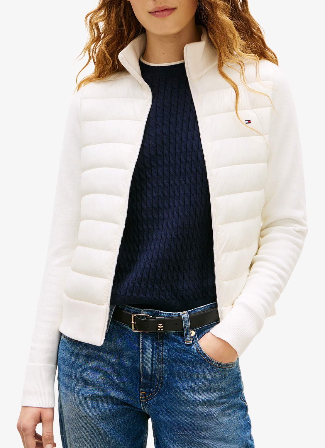 Tommy Hilfiger Lightweight gewatteerde jack met logo - detail 4 ivoor