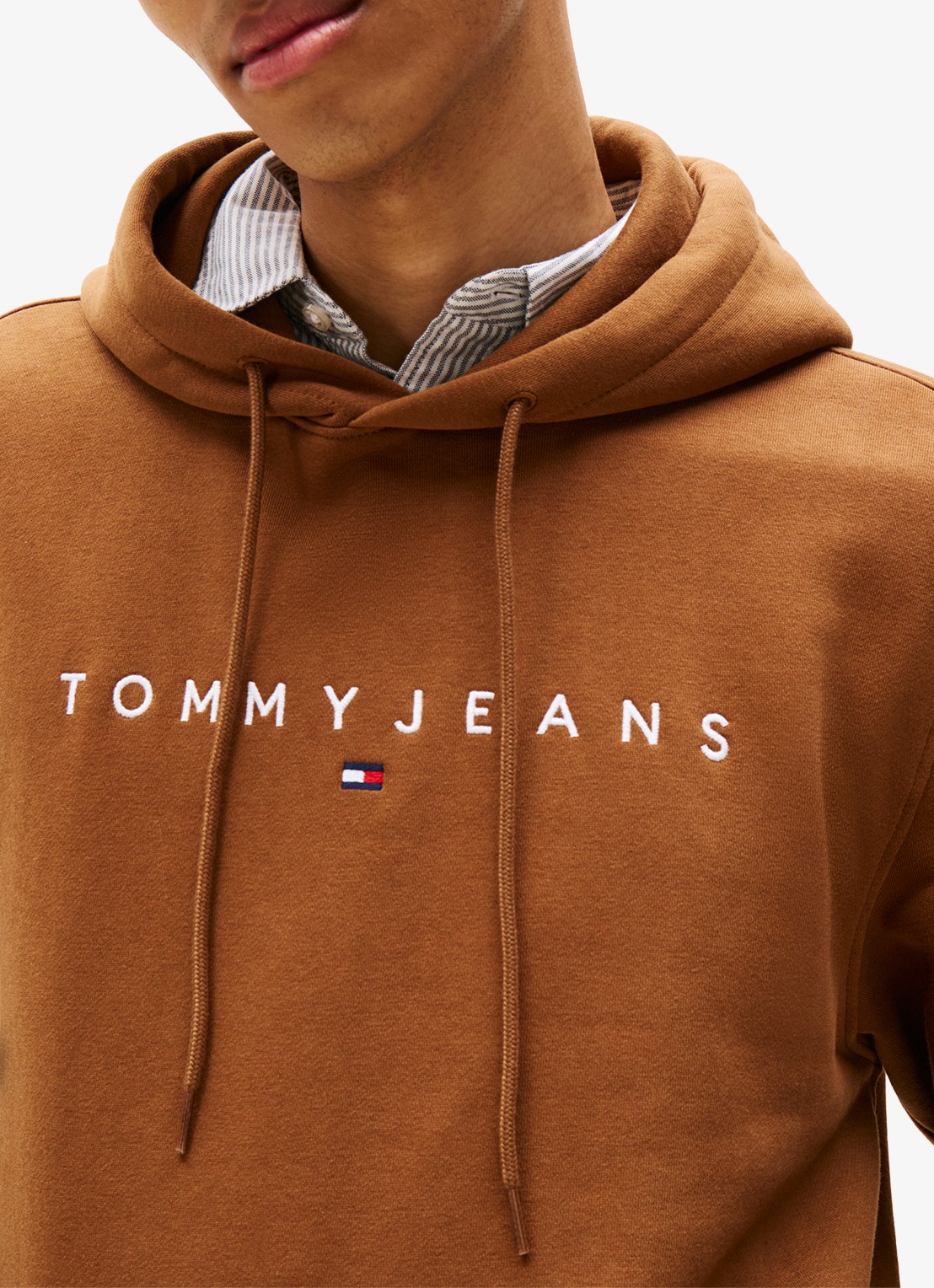 Tommy Hilfiger Linear Logo Embroidery Kangaroo Pocket Hoody - detail 5 bruin