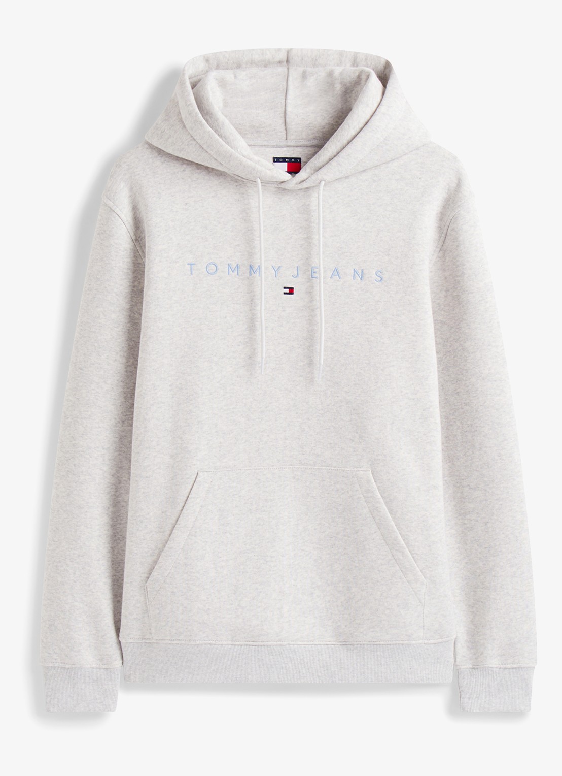 Tommy Hilfiger Linear Logo Embroidery Kangaroo Pocket Hoody - voorkant 2 grijsmele