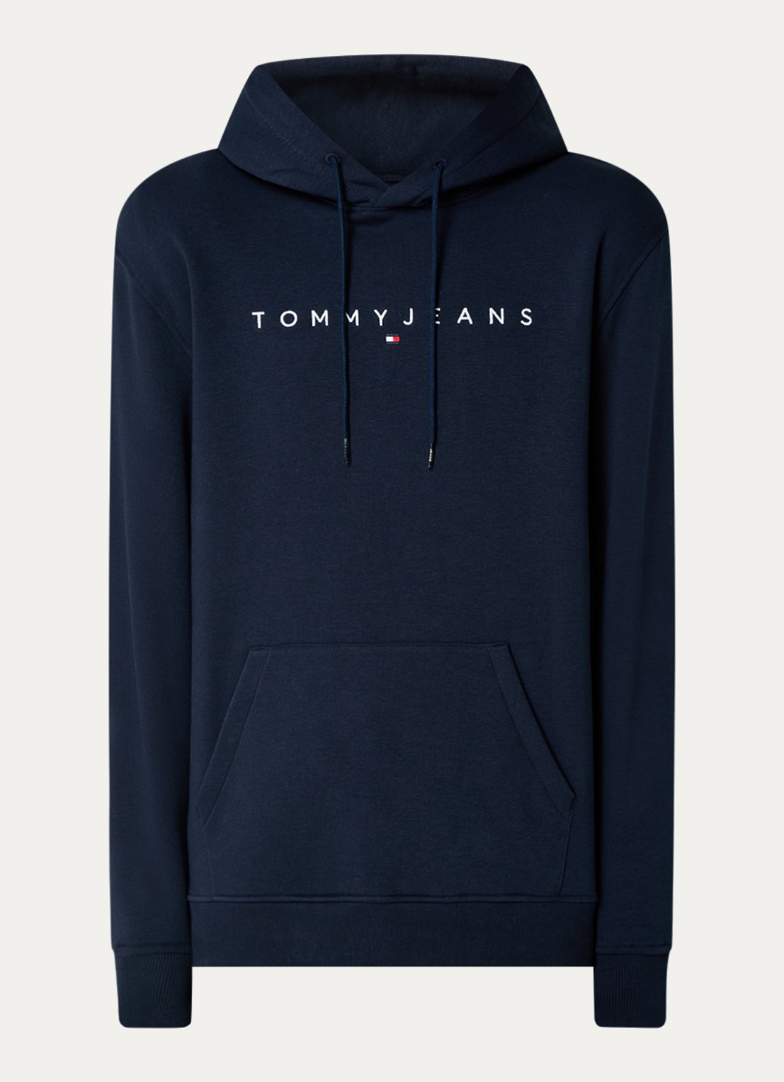 Tommy Hilfiger Linear Logo Embroidery Kangaroo Pocket Hoody - voorkant 3 donkerblauw