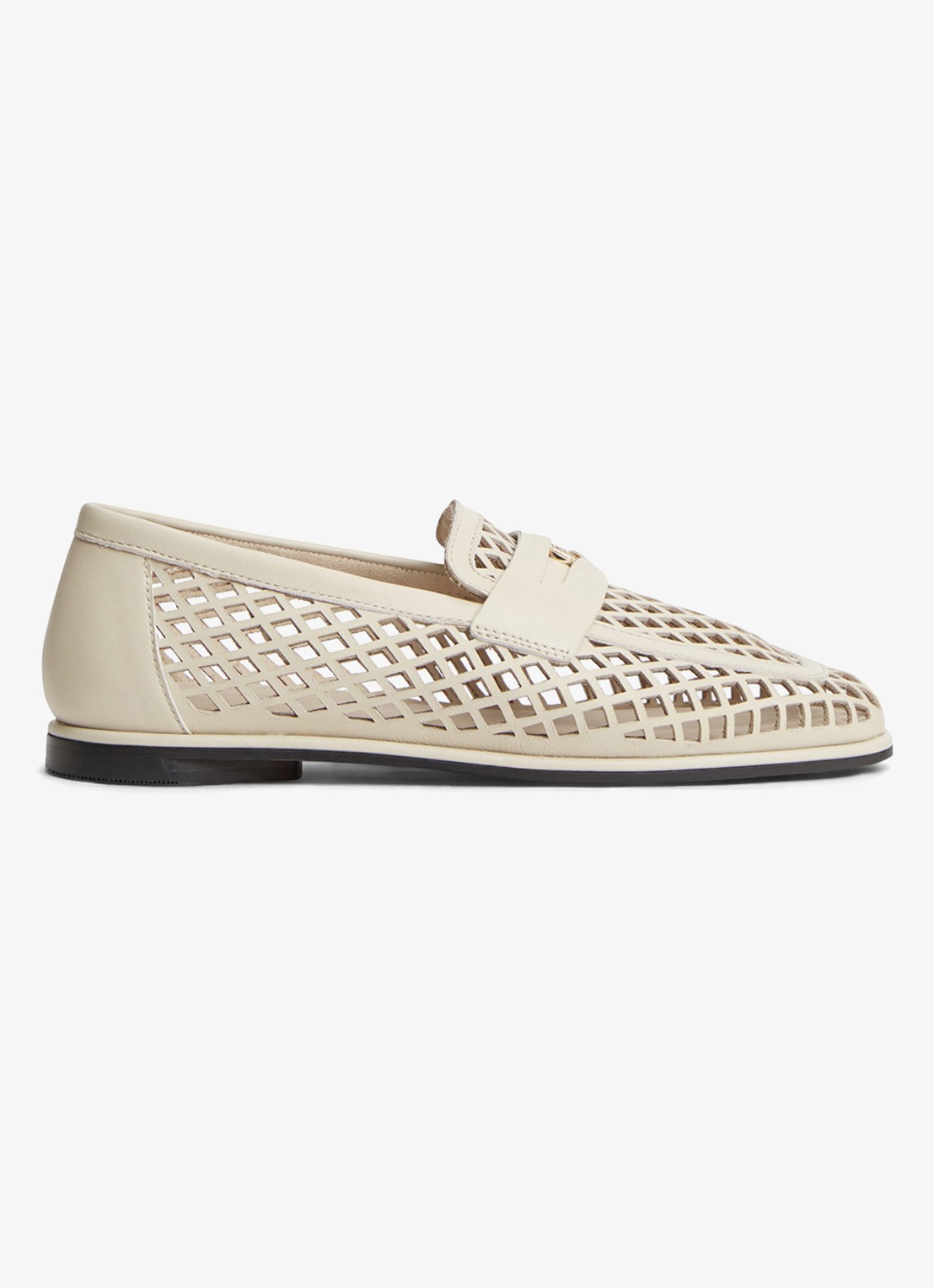 Tommy Hilfiger Loafer met opengewerkt dessin - voorkant beige