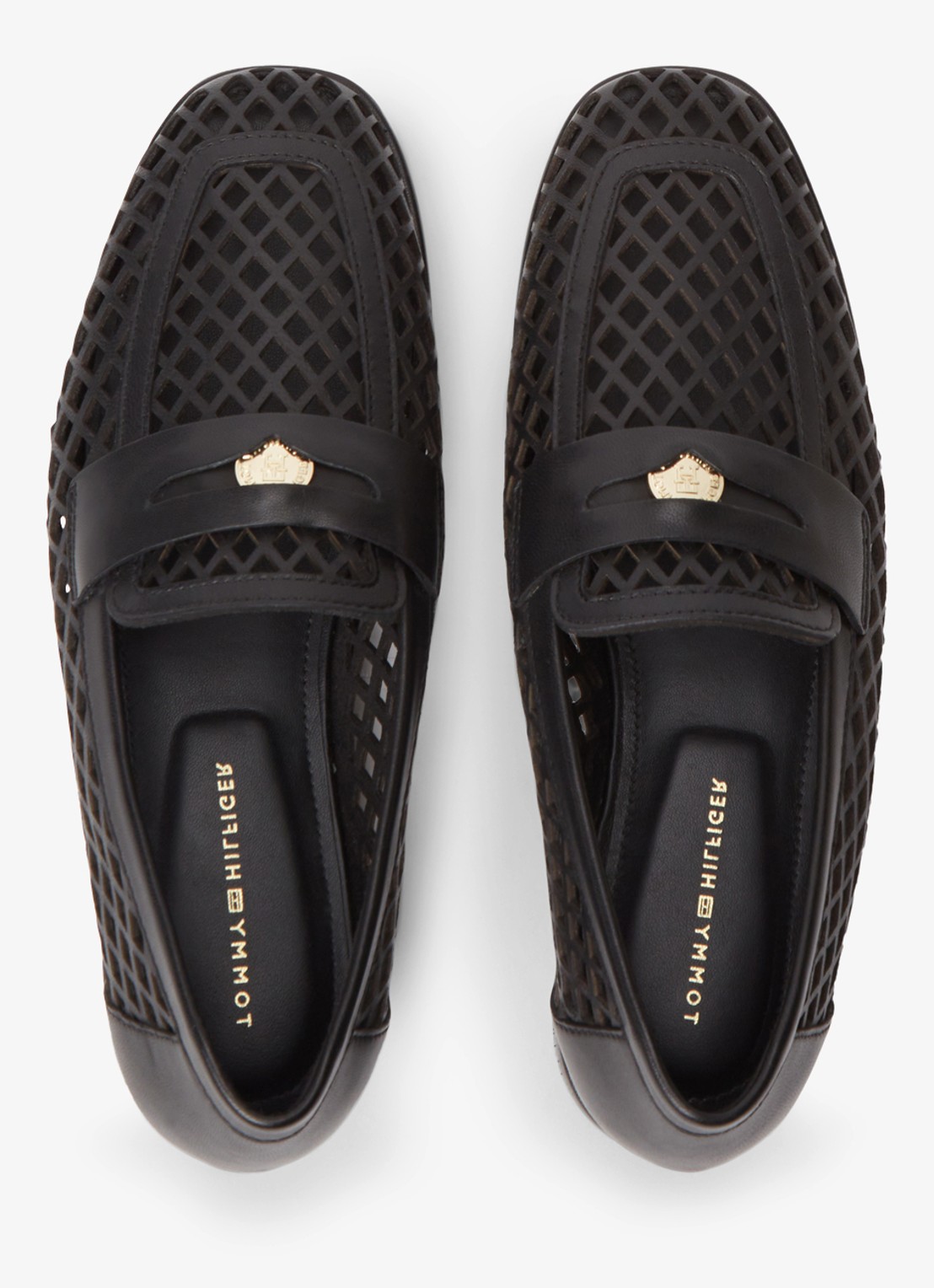 Tommy Hilfiger Loafer met opengewerkt dessin - voorkant 6 zwart