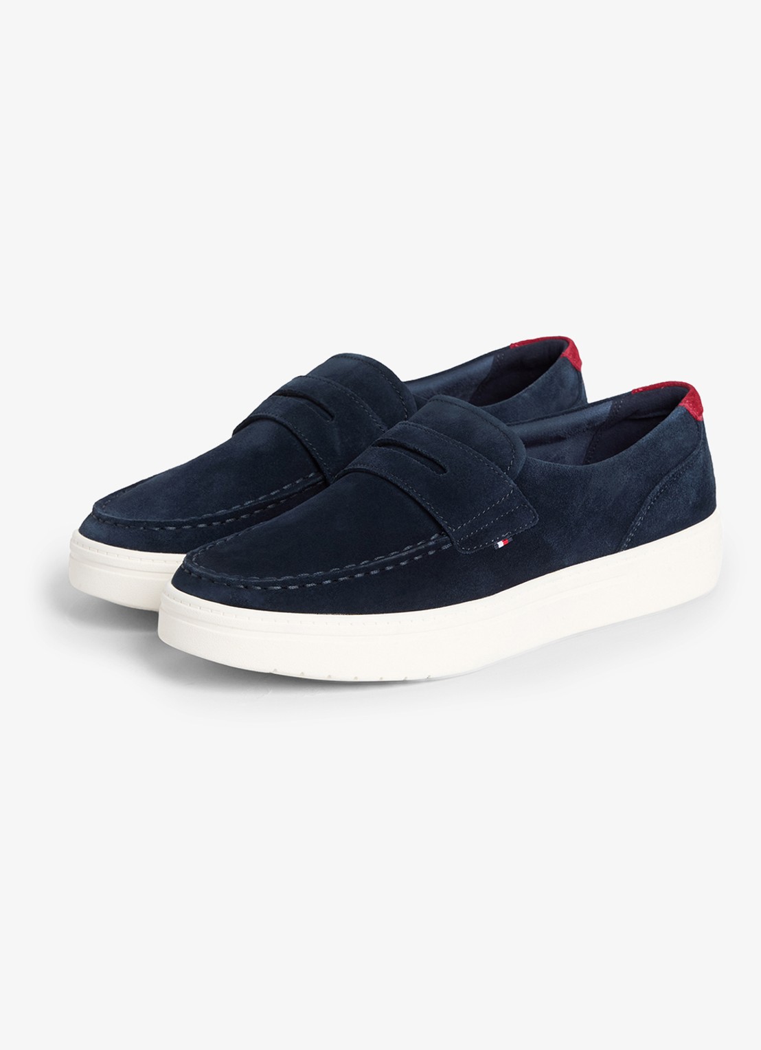 Tommy Hilfiger Loafer van suède  - voorkant 2 donkerblauw