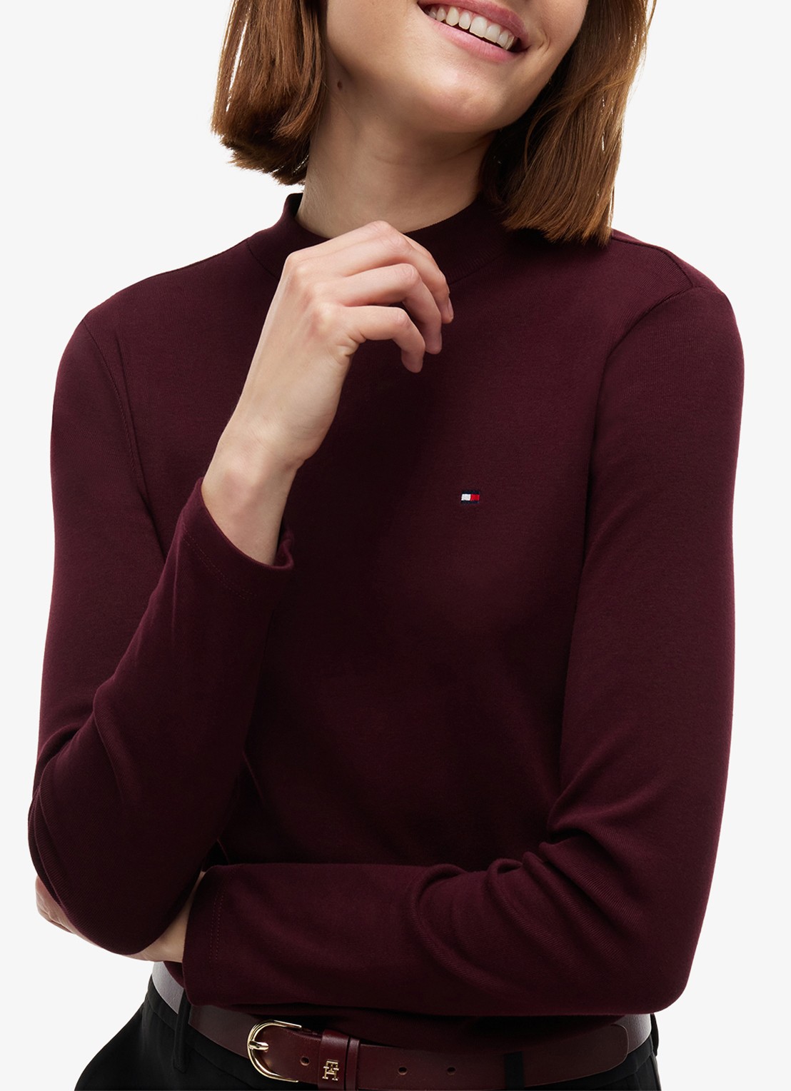Tommy Hilfiger Longsleeve met col - detail 2 bordeauxrood