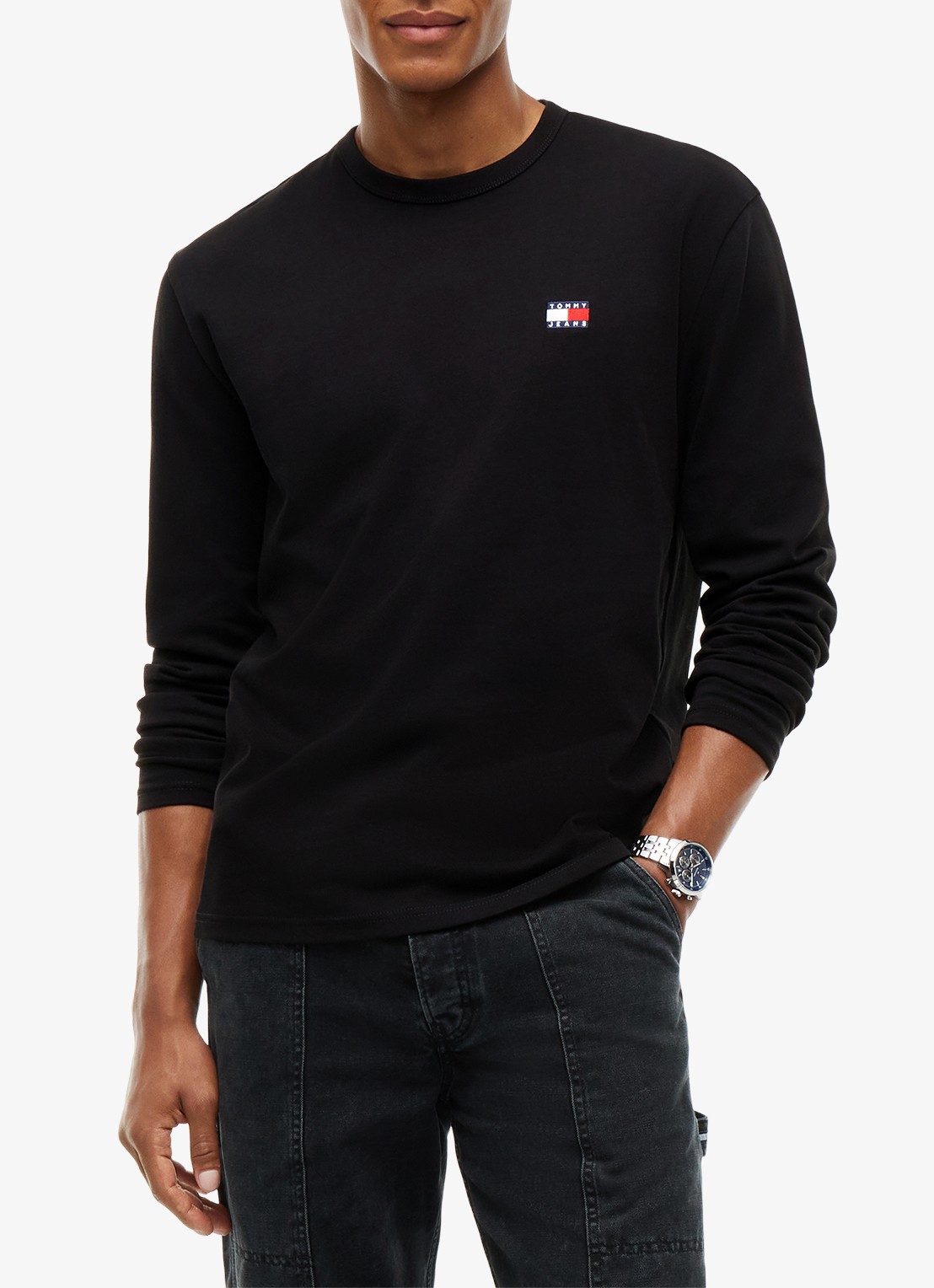 Tommy Hilfiger Longsleeve met logo - detail zwart