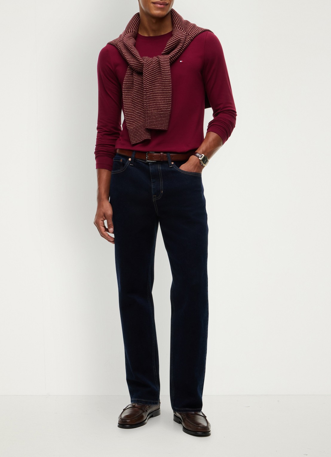 Tommy Hilfiger Longsleeve met logo - voorkant 3 bordeauxrood