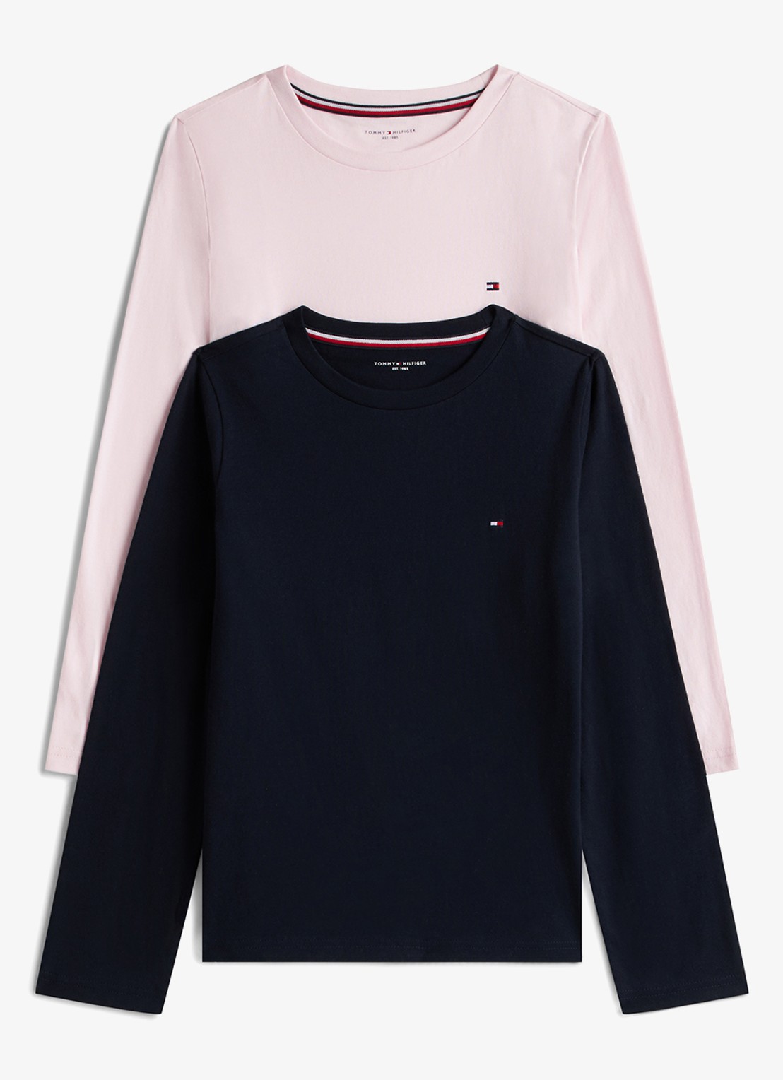 Tommy Hilfiger Longsleeve met logoborduring in 2-pack - voorkant 4 donkerblauw