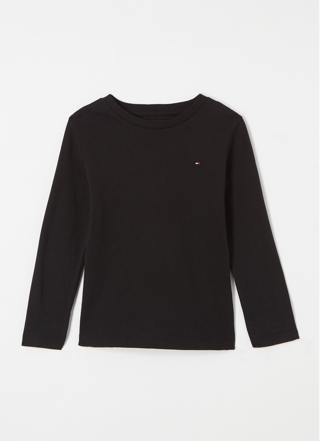 Tommy Hilfiger Longsleeve met logoborduring - voorkant zwart