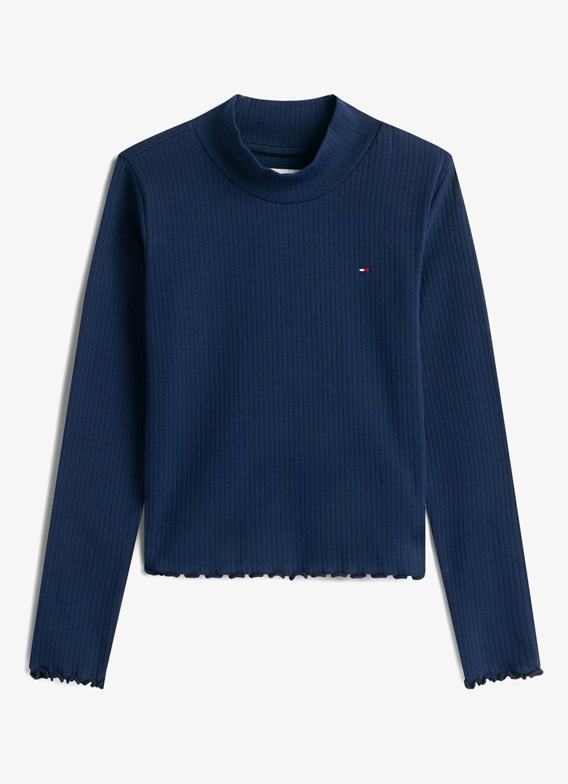 Tommy Hilfiger Longsleeve top met logoborduring - voorkant 2 donkerblauw