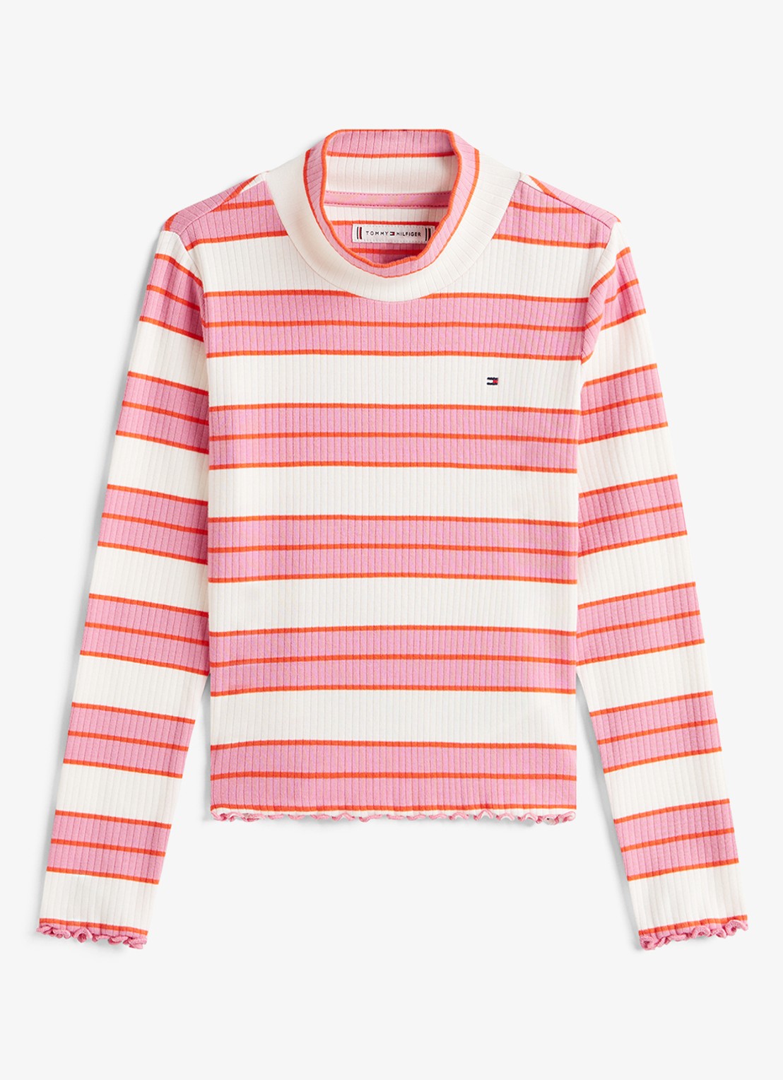 Tommy Hilfiger Longsleeve top met logoborduring - voorkant 4 roze